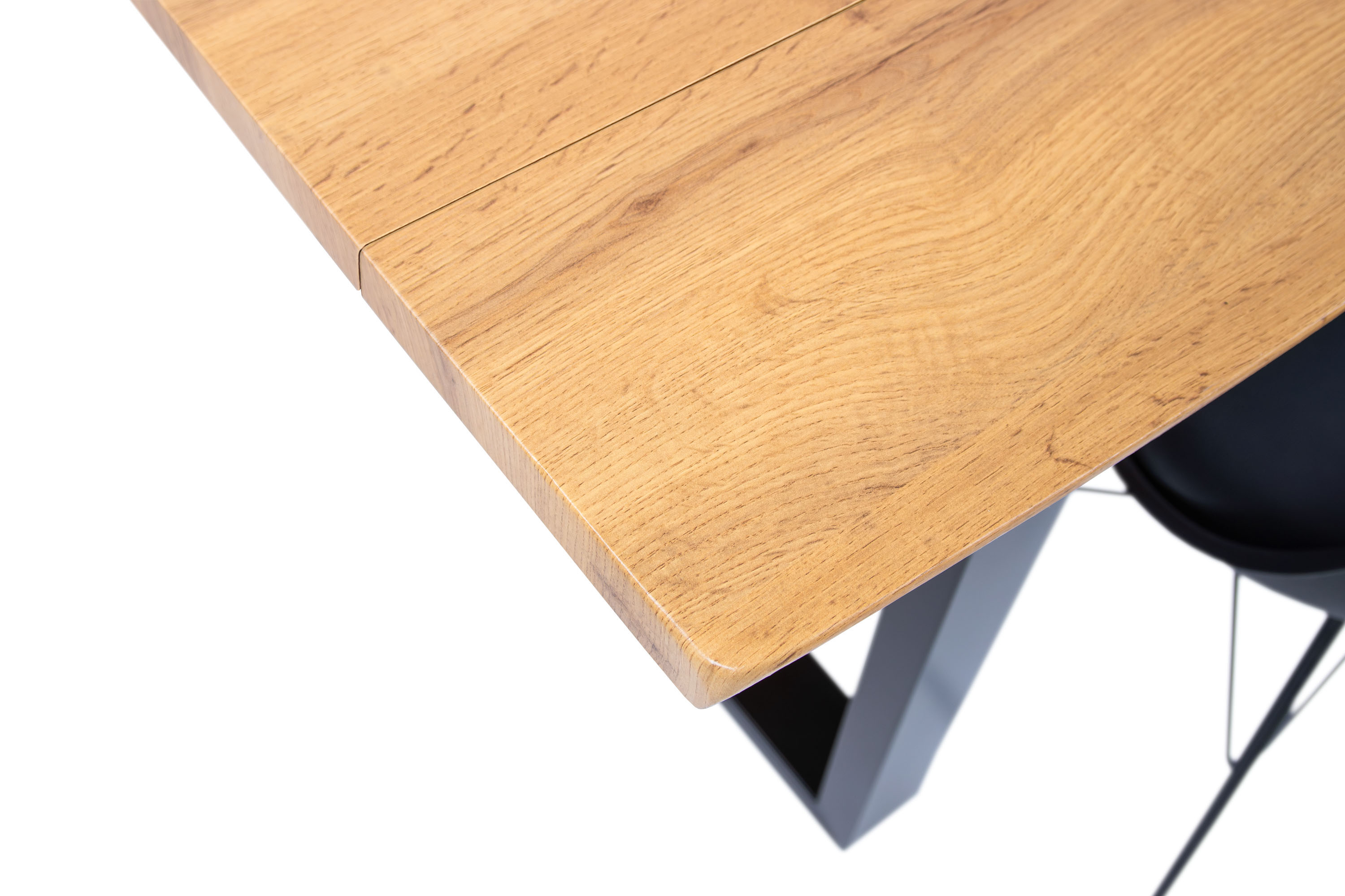 Esstisch Baumkante Holz-Optik Wildeiche 160 x 85 U-Gestell schwarz DUA