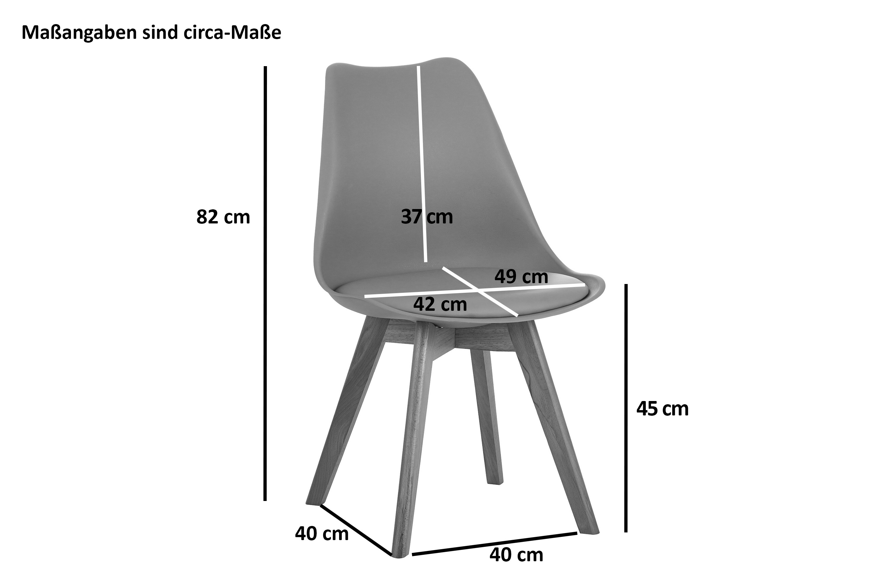 Esszimmer Schalenstuhl & Polster Kunstleder weiß Stuhlbein Massivholz akazienfarben LOVELACE