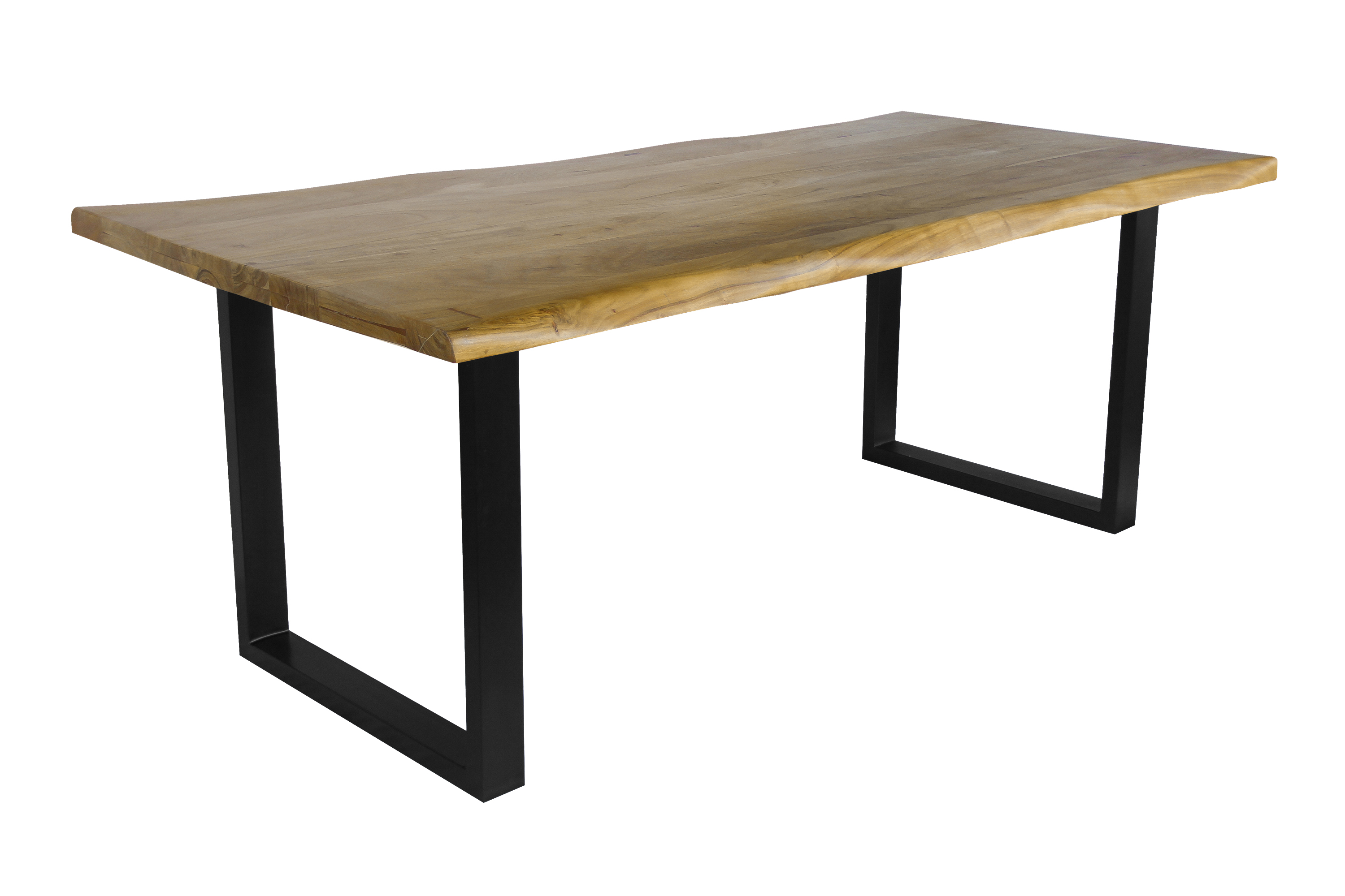 Esstisch Baumkante Akazie massiv eichenfarben 180 x 90 U-Gestell schwarz CALI