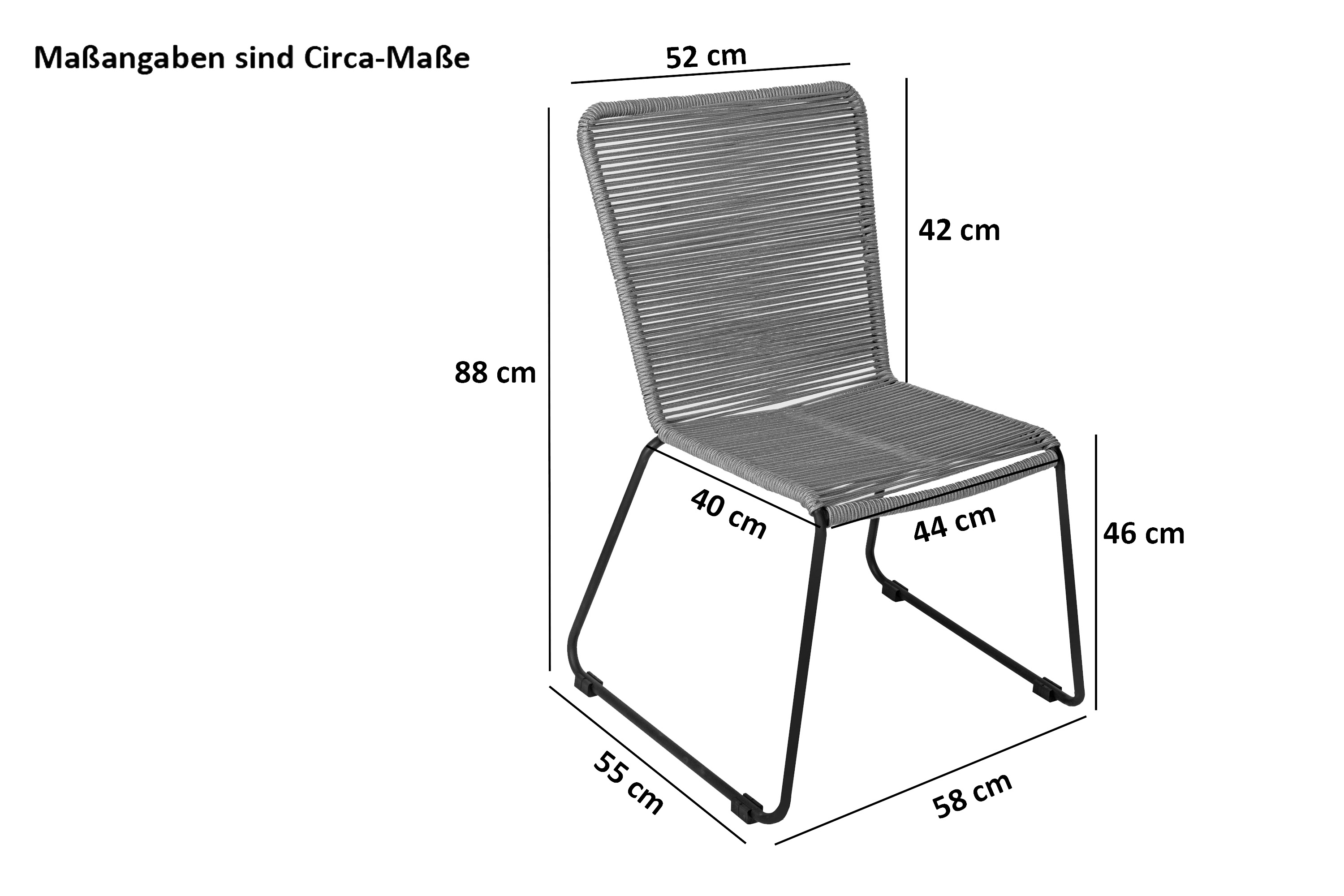 Garten-Tischgruppe Baumkante 7tlg Akazie massiv mit 6 Stühlen grau U-Gestell schwarz AVILA
