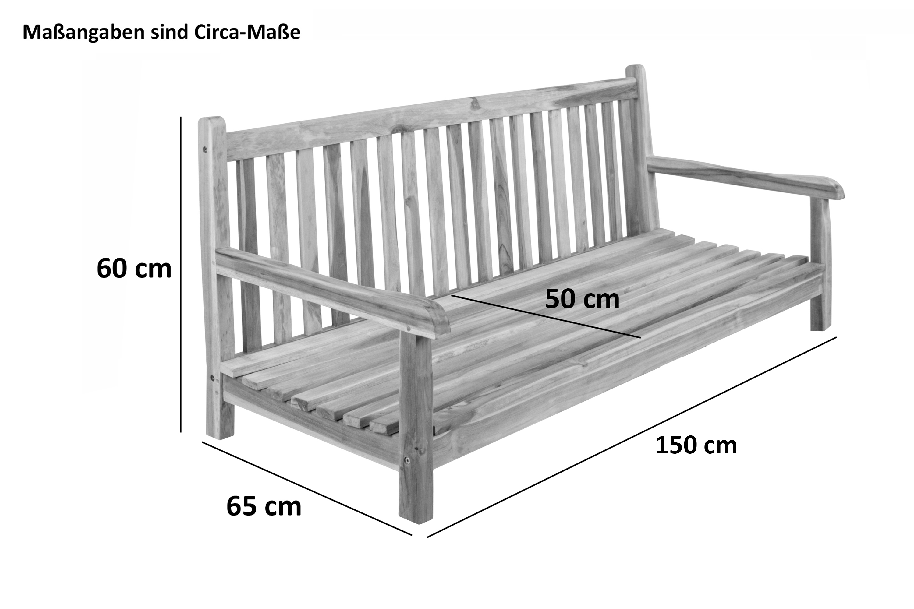 Hollywoodschaukel Gartenschaukel Teak-Holz 150 cm SUSANA