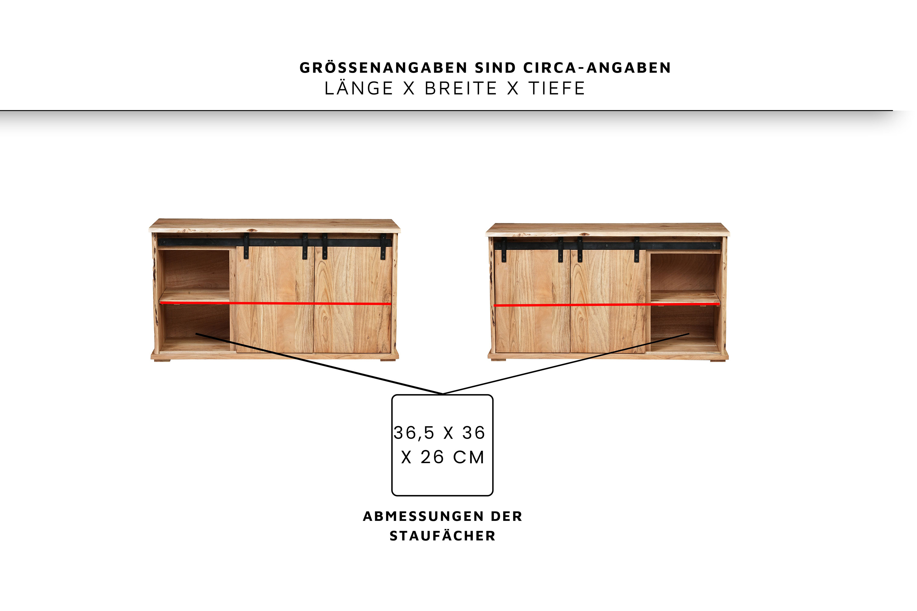 Lowboard Baumkante 128 x 45 x 70 cm Akazienholz massiv naturfarben LIAN IV