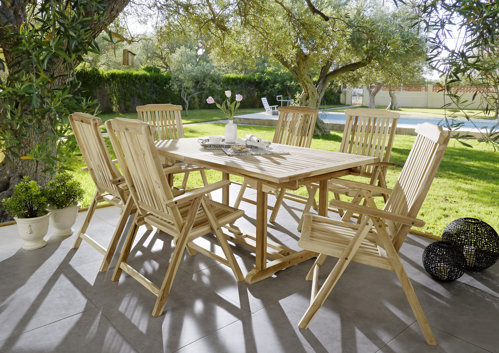 Gartenmöbel Set 7tlg Teak Gartentisch ausziehbar 180-240 cm KUBA/ARUBA