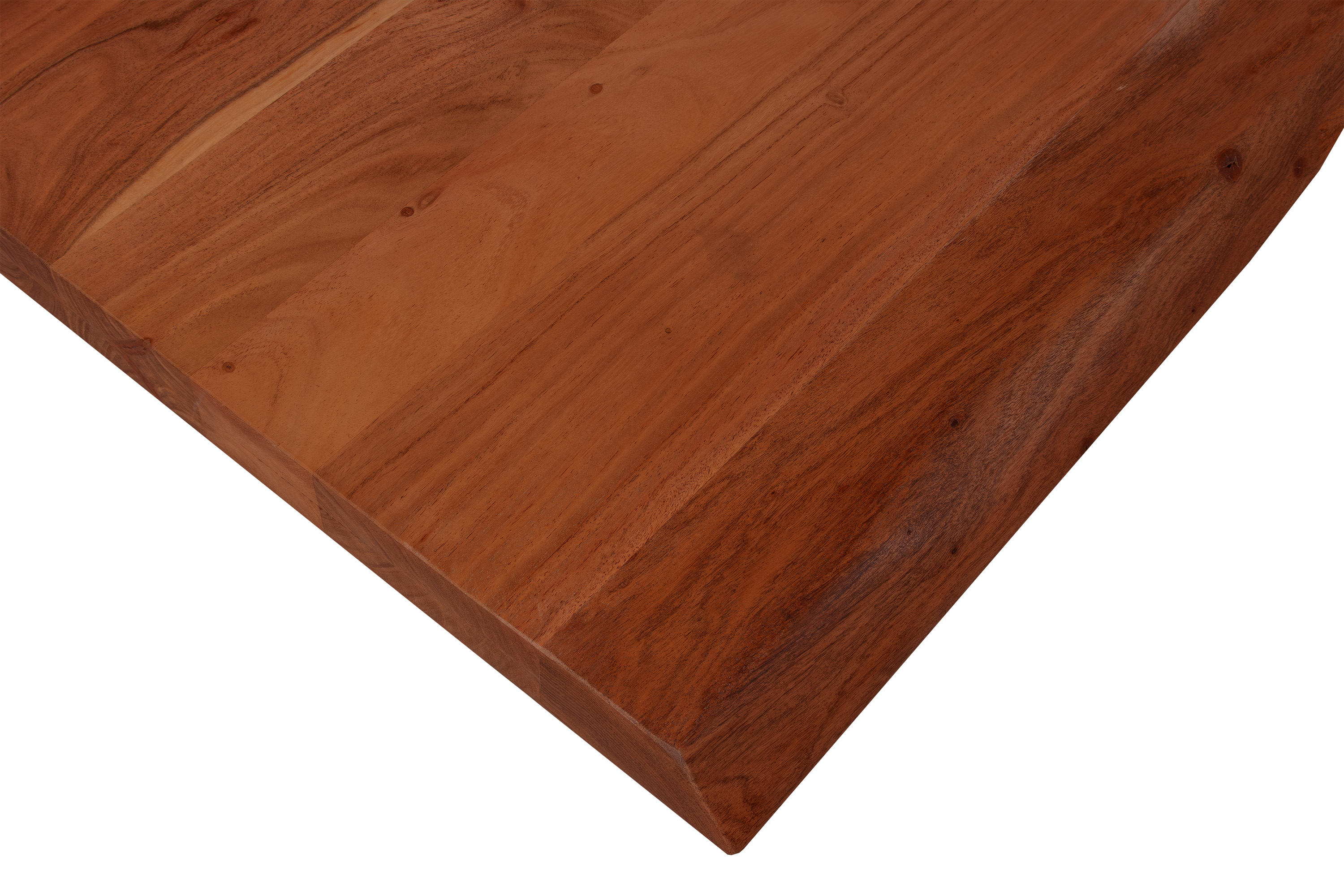 Esstisch Baumkante Akazie nuss 180 (280) x 90 U-Gestell schwarz mit Ansteckplatten CALI