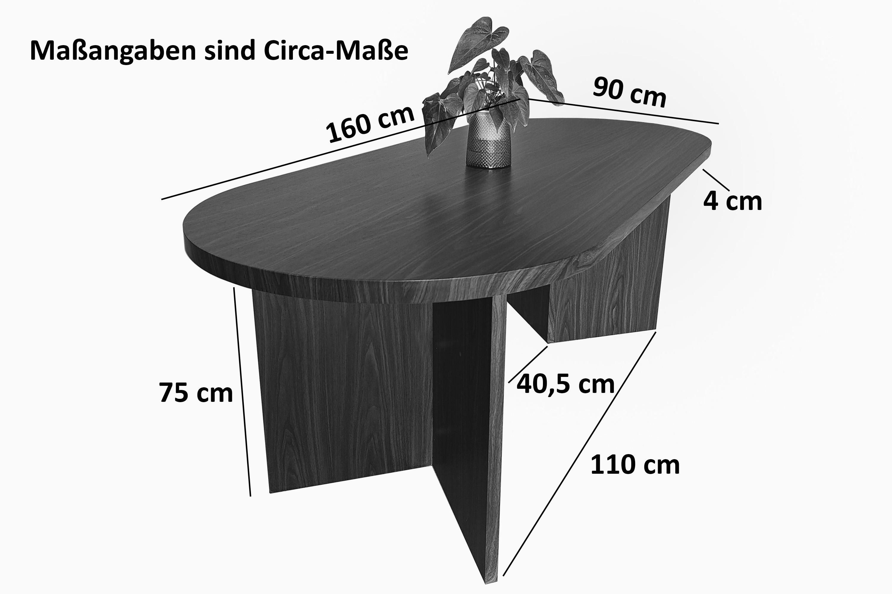 Esstisch 160 x 90 cm Holz Walnuss-Optik gerade Kante oval V-Gestell OVI Esstisch 160 x 90 cm Holz Walnuss-Optik gerade Kante oval V-Gestell OVI