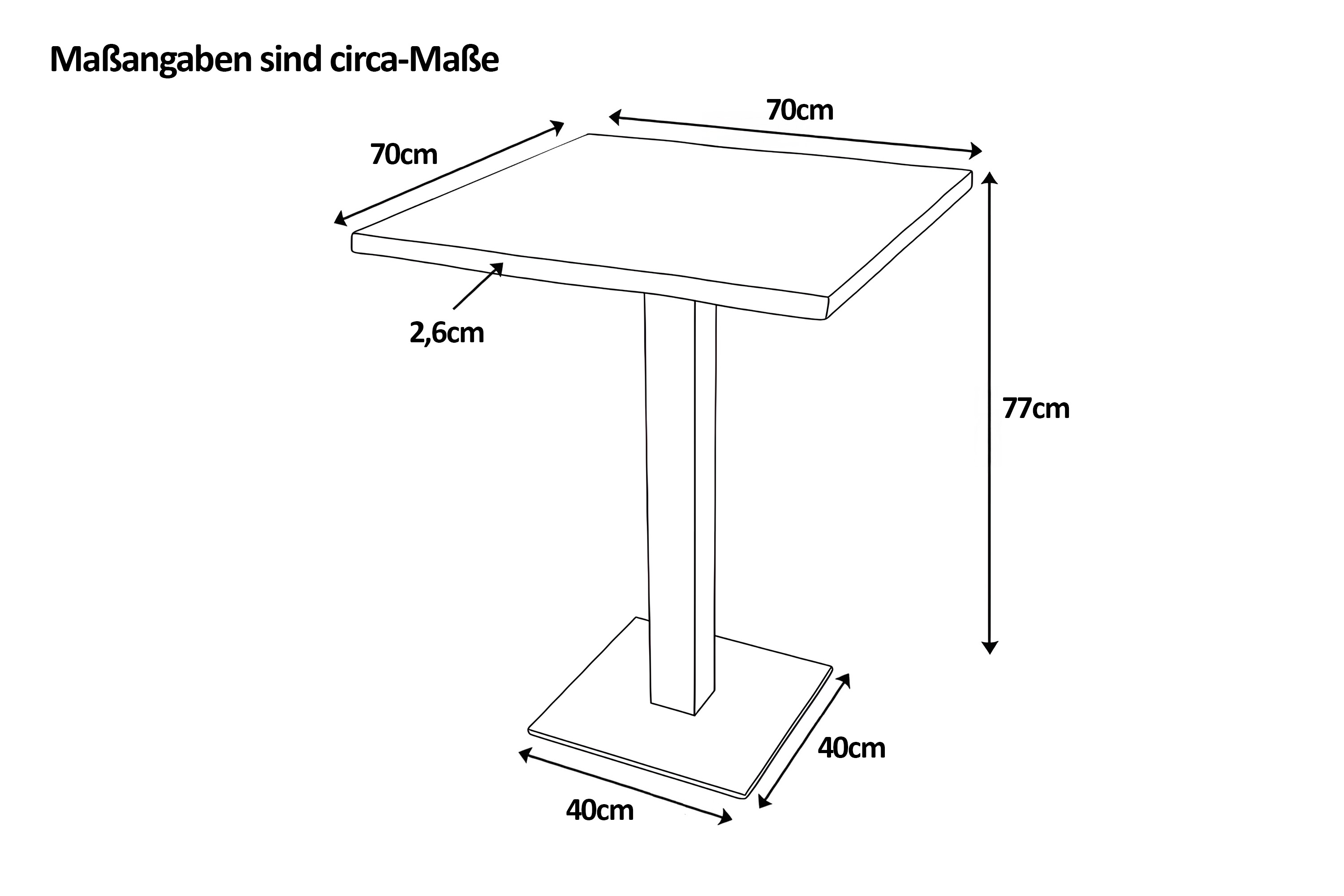 Bistrotisch Baumkante massiv Eiche geölt 70 x 70 cm Säulengestell schwarz IRIS