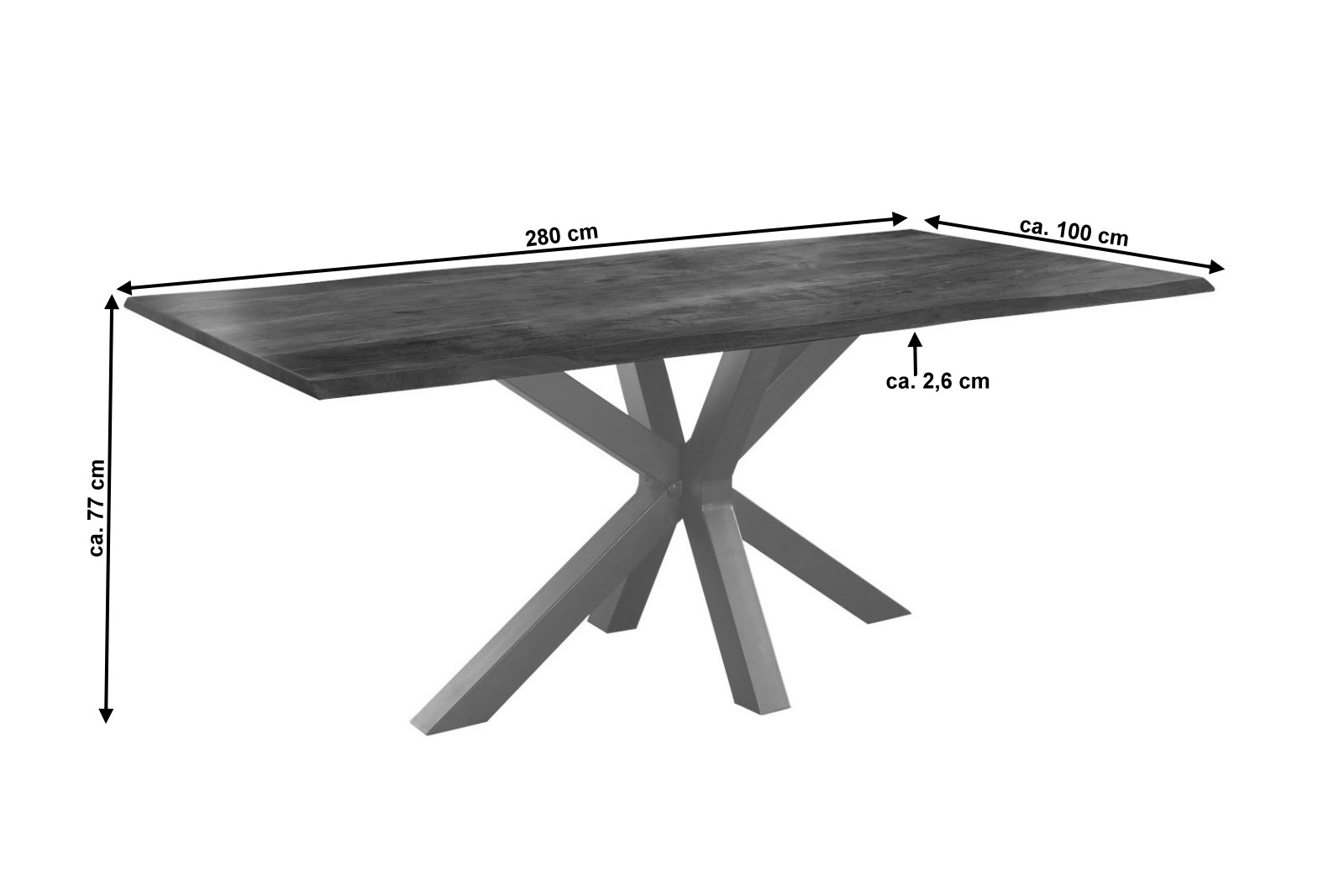 Esstisch Baumkante massiv Akazie nussbaum 280 x 100 silber FELINA Esstisch Baumkante massiv Akazie nussbaum 280 x 100 silber FELINA