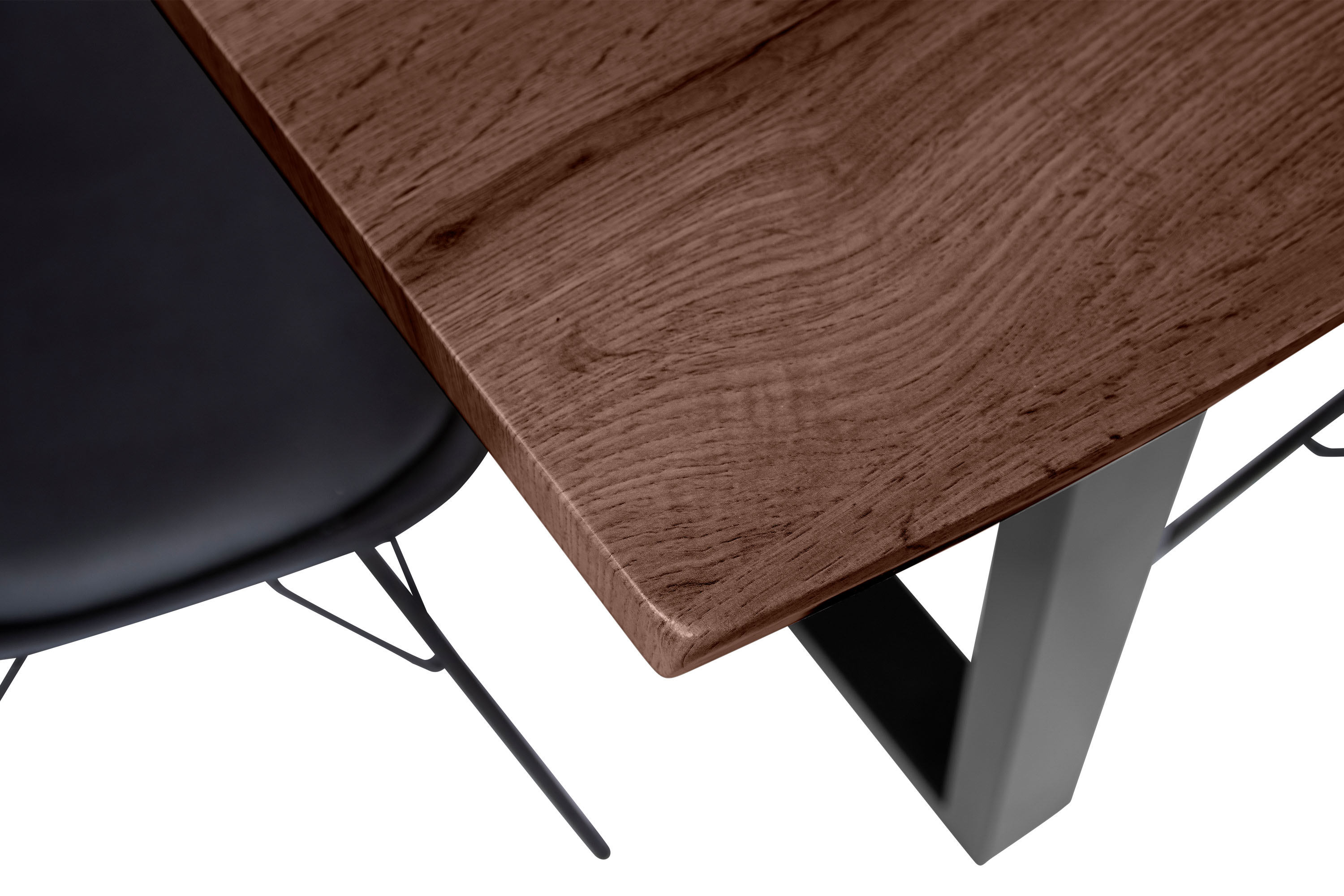Esstisch Baumkante Holz-Optik Nussbaum 180 x 90 U-Gestell schwarz JOSY