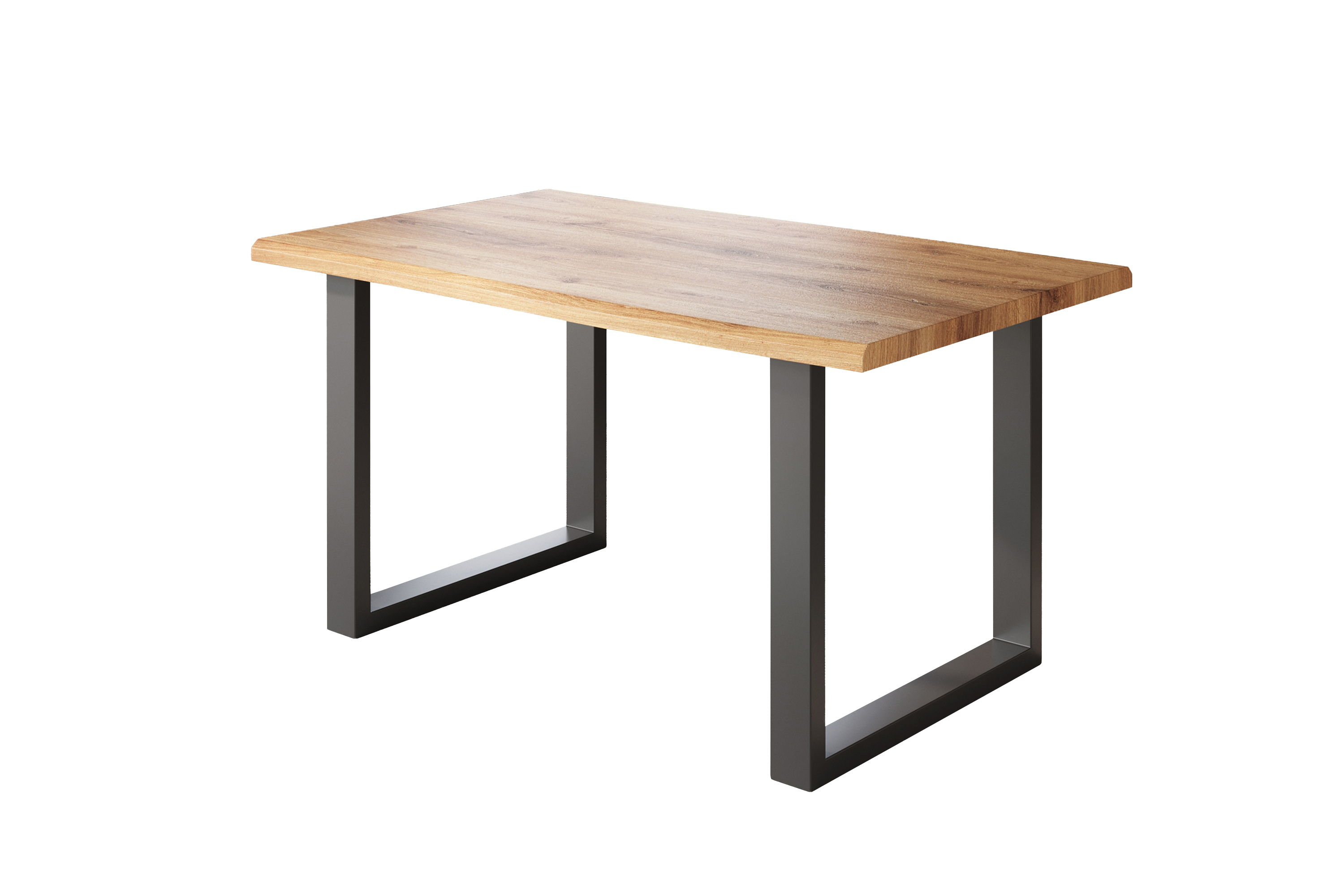 Esstisch Baumkante Holz-Optik Wildeiche 160 x 85 U-Gestell schwarz JULIUS