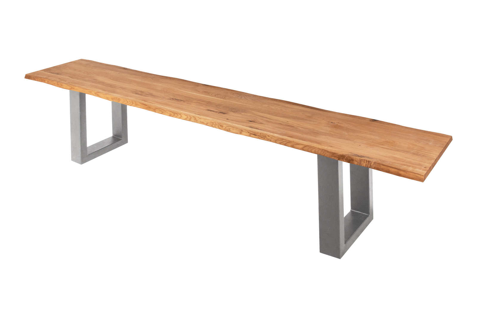 Sitzbank Baumkante 120 cm Eichenholz massiv silber ENRICO