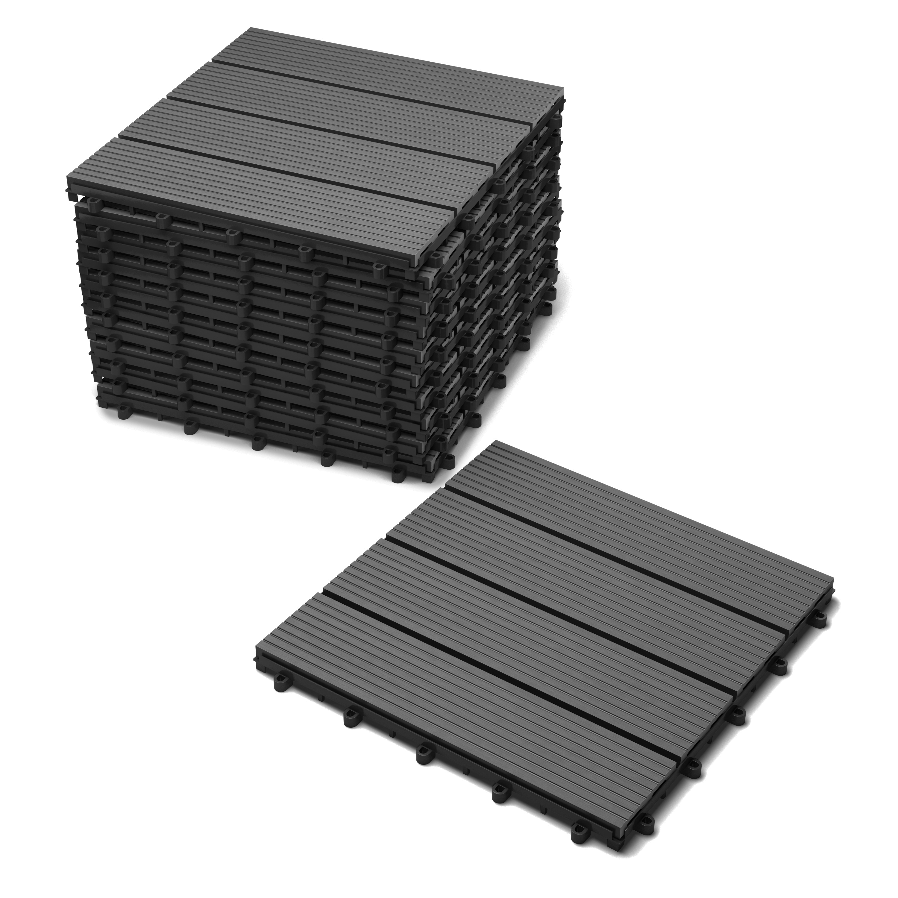 Terrassenfliesen WPC anthrazit  1m ² Stecksystem 11 Stück Roma