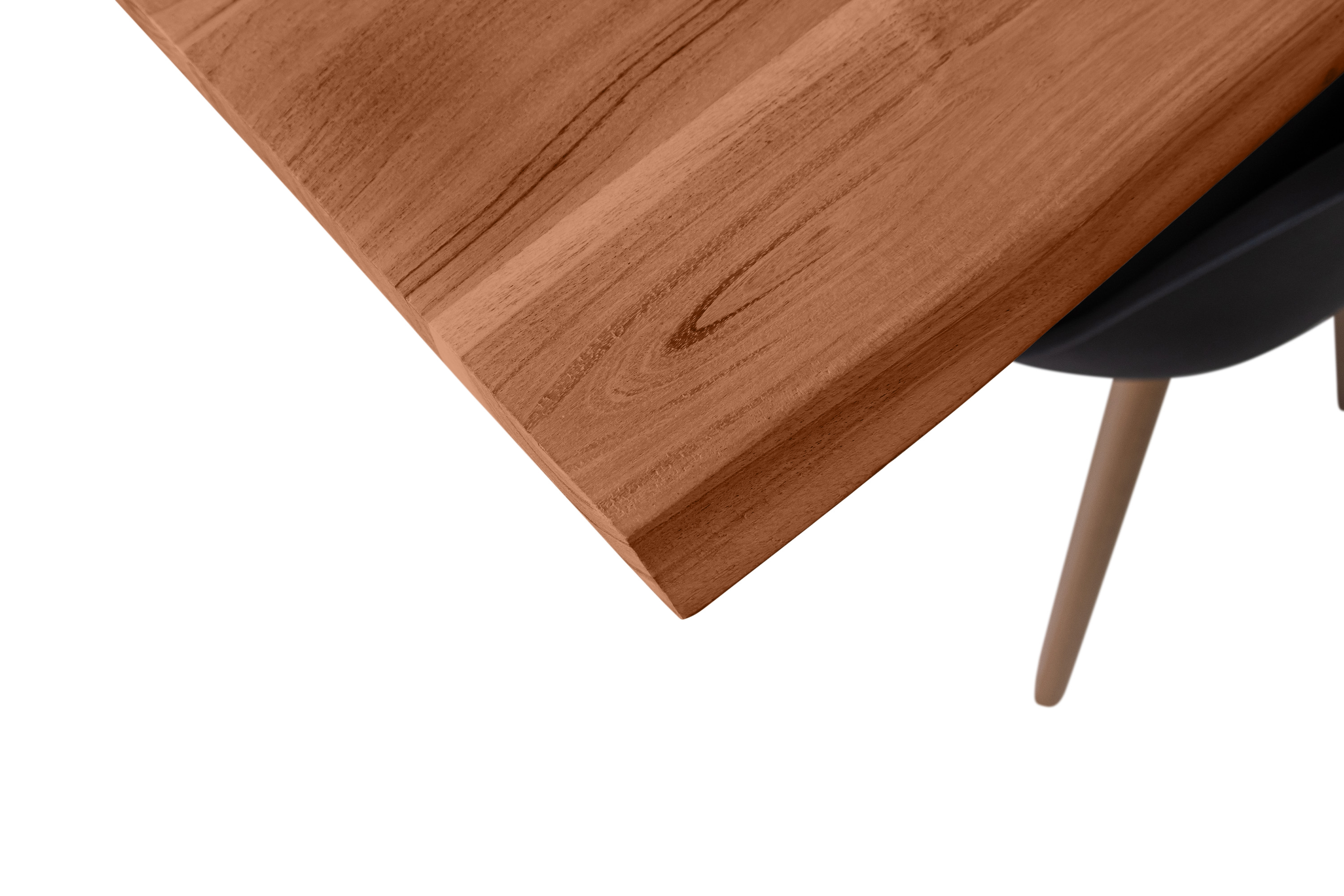 Esstisch Baumkante Akazie nuss 200(300)x100 Ansteckplatten Spider-Gestell weiß AVINO