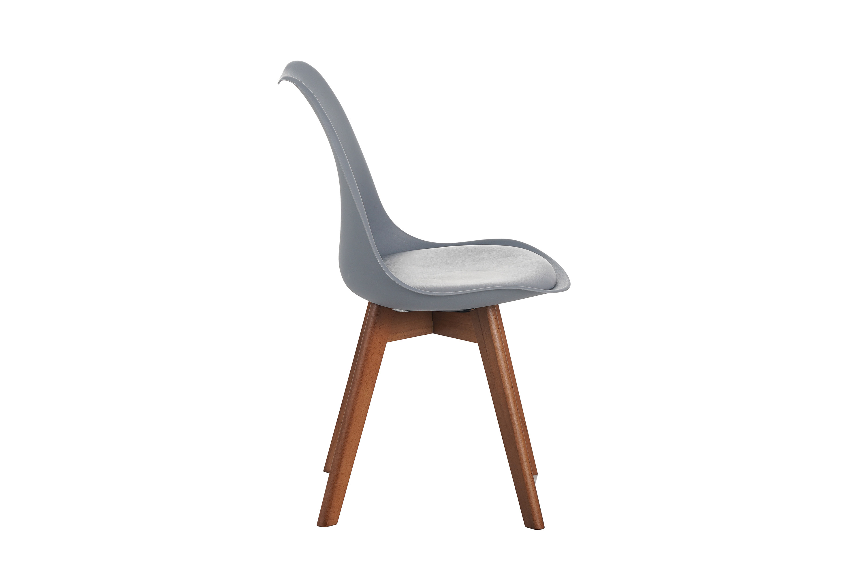 Esszimmer Schalenstuhl & Polster Kunstleder grau Stuhlbein Massivholz nussbaumfarben LOVELACE