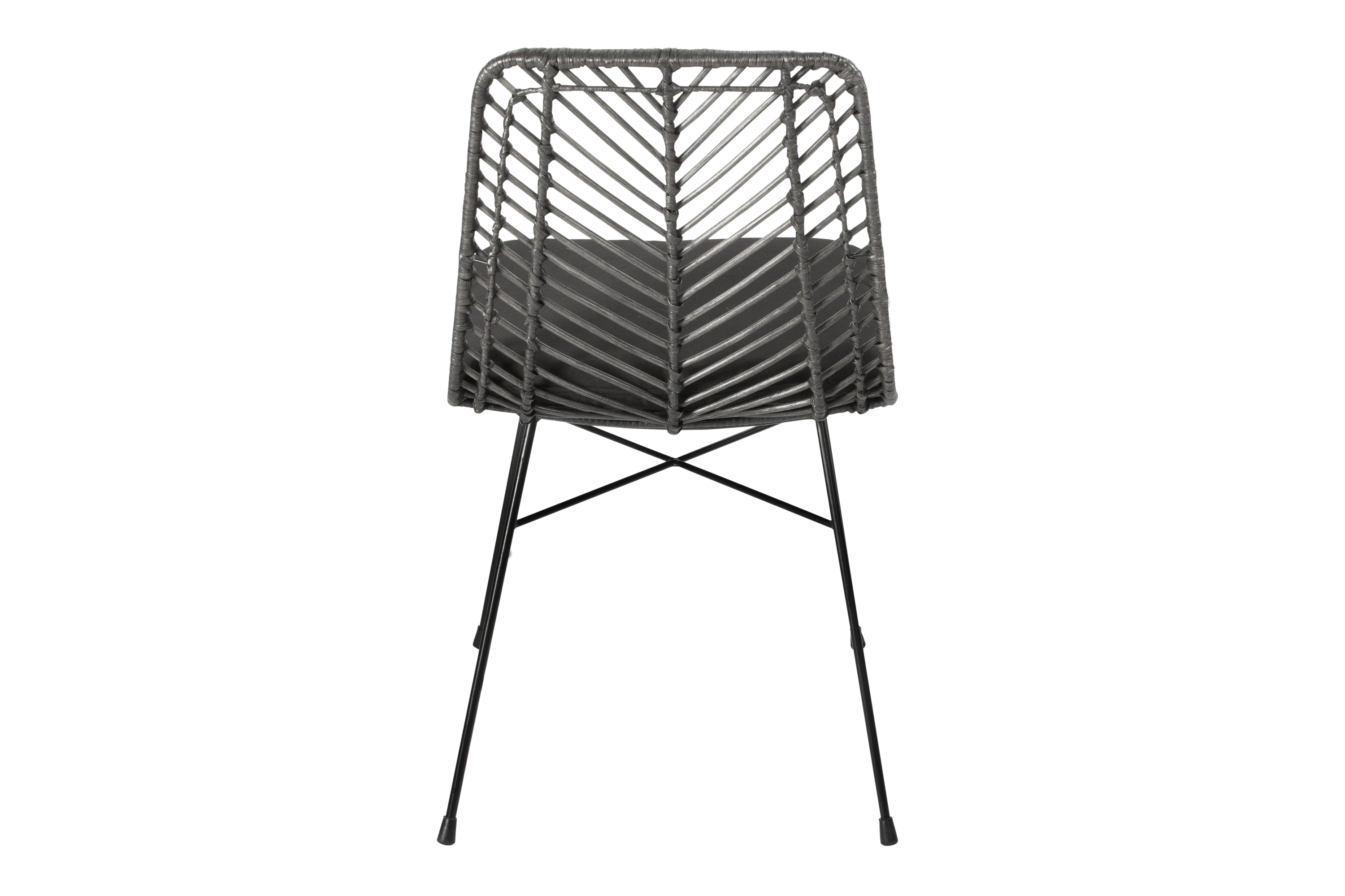 Esszimmerstuhl Korbstuhl Rattan Farbe anthrazit inkl. Sitzkissen DETROIT
