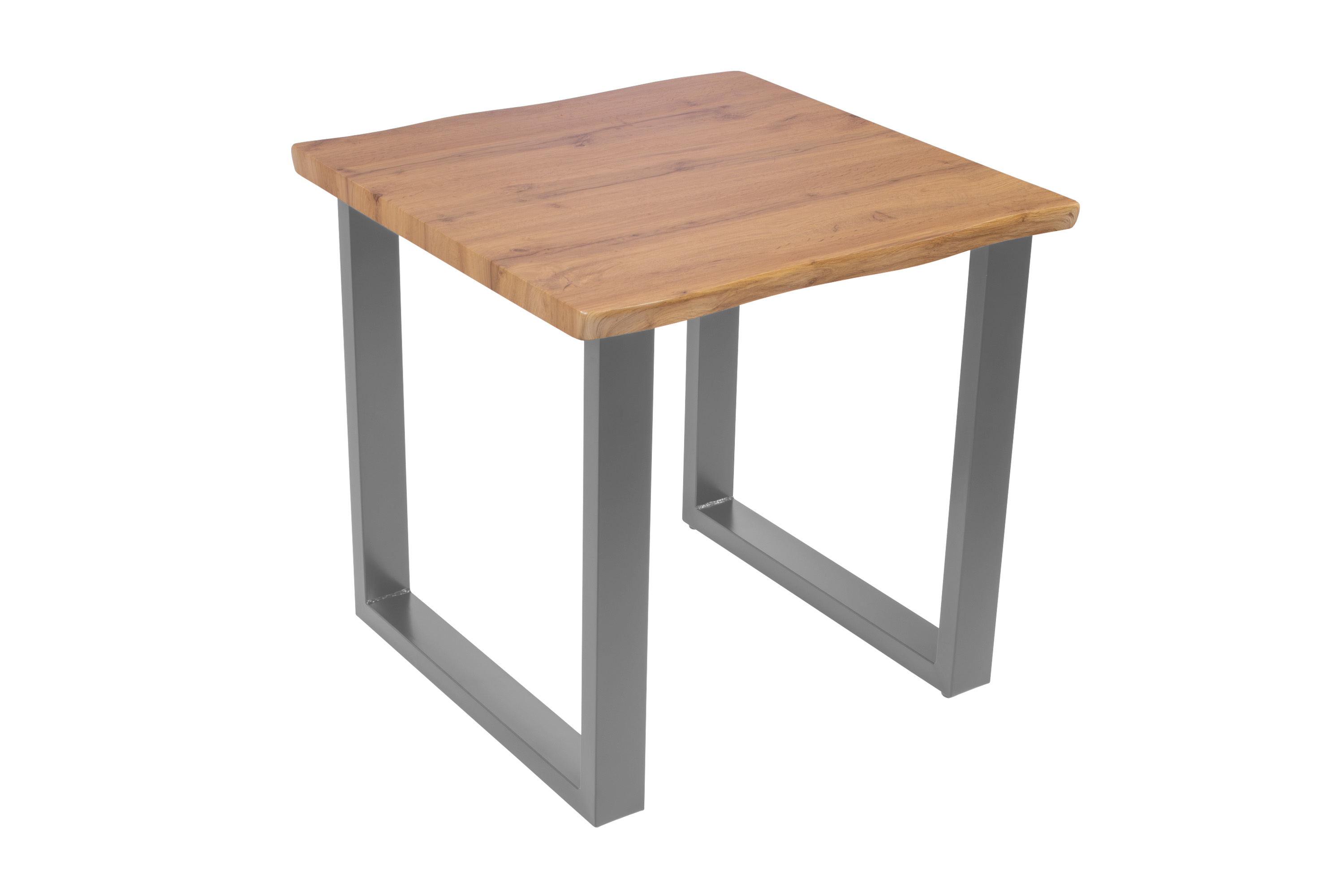 Esstisch Baumkante Holz-Optik Wildeiche 80 x 80 U-Gestell silber JOSY