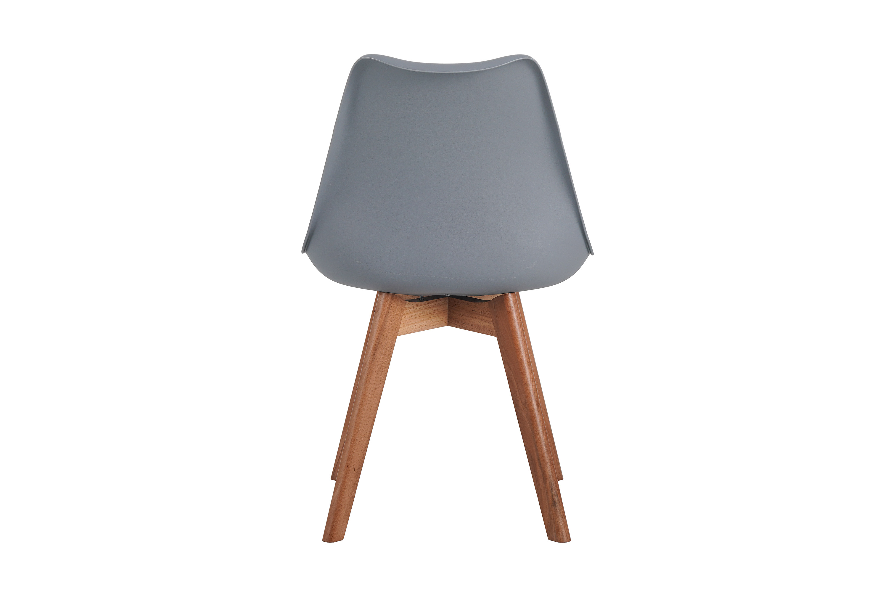 Esszimmer Schalenstuhl & Polster Kunstleder grau Stuhlbein Massivholz akazienfarben LOVELACE