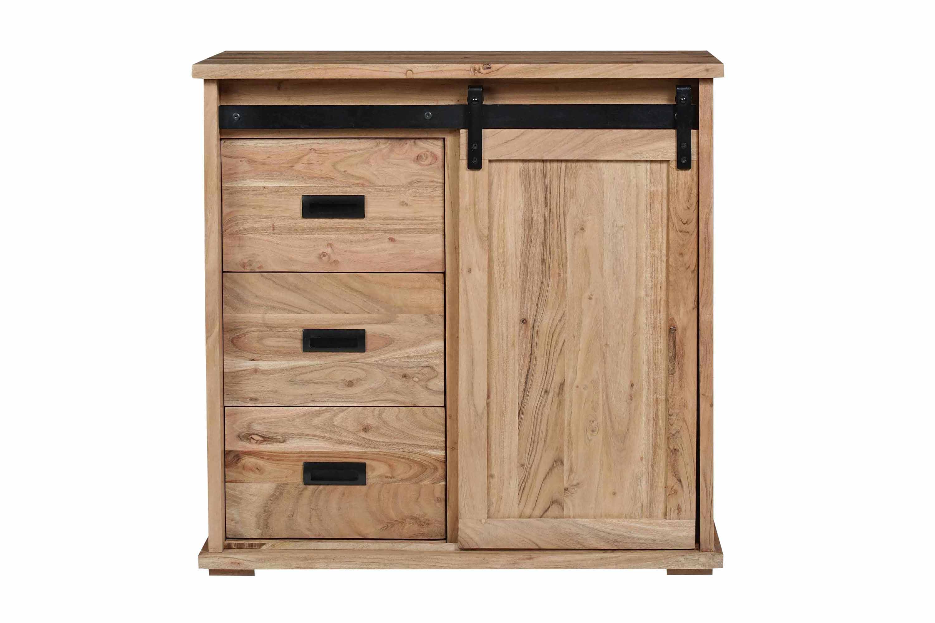 Sideboard 90 x 45 x 85 cm Akazienholz massiv naturfarben ohne Baumkante LIAN 5