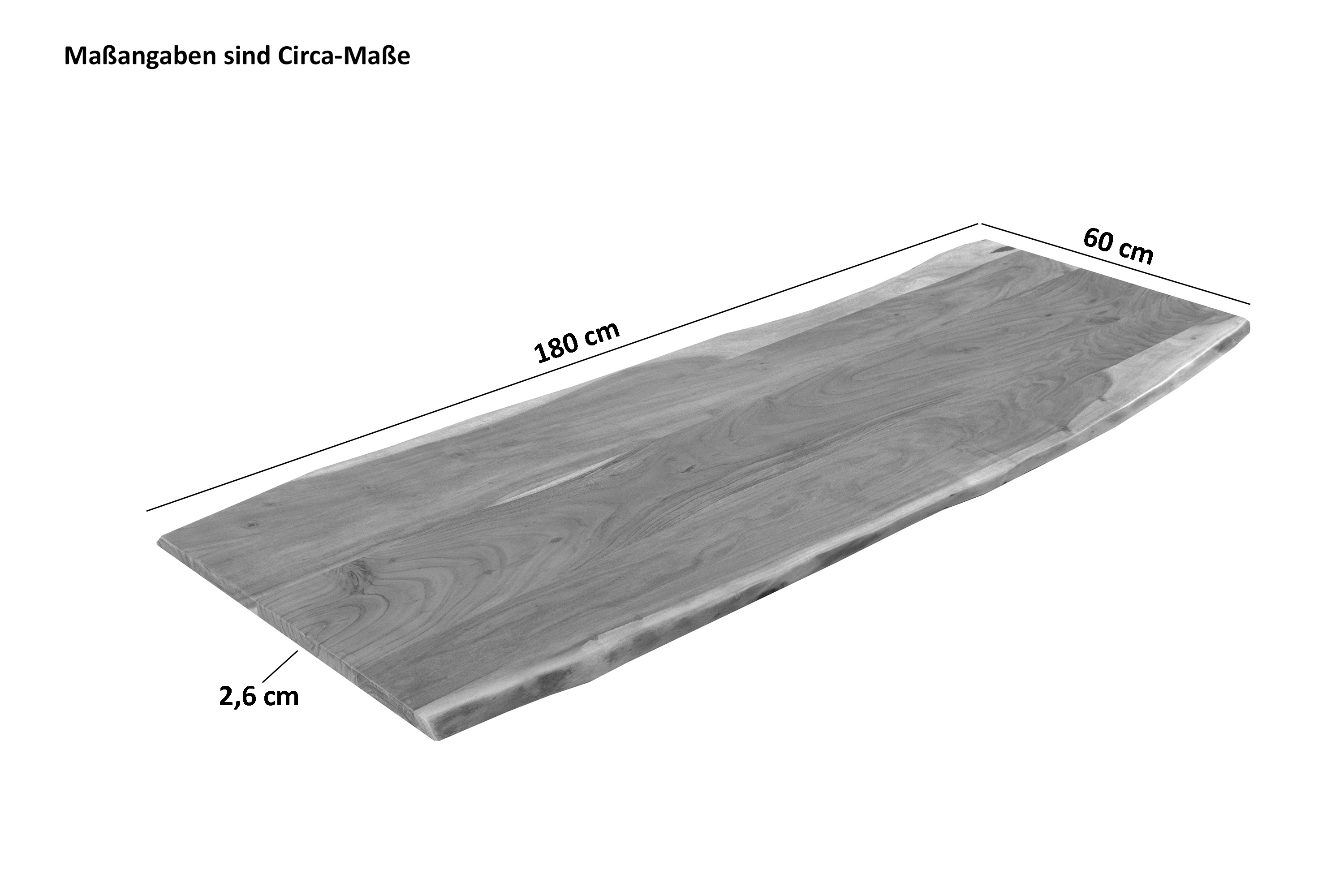 Tischplatte Baumkante Akazie Eiche 180 x 60 cm CURT