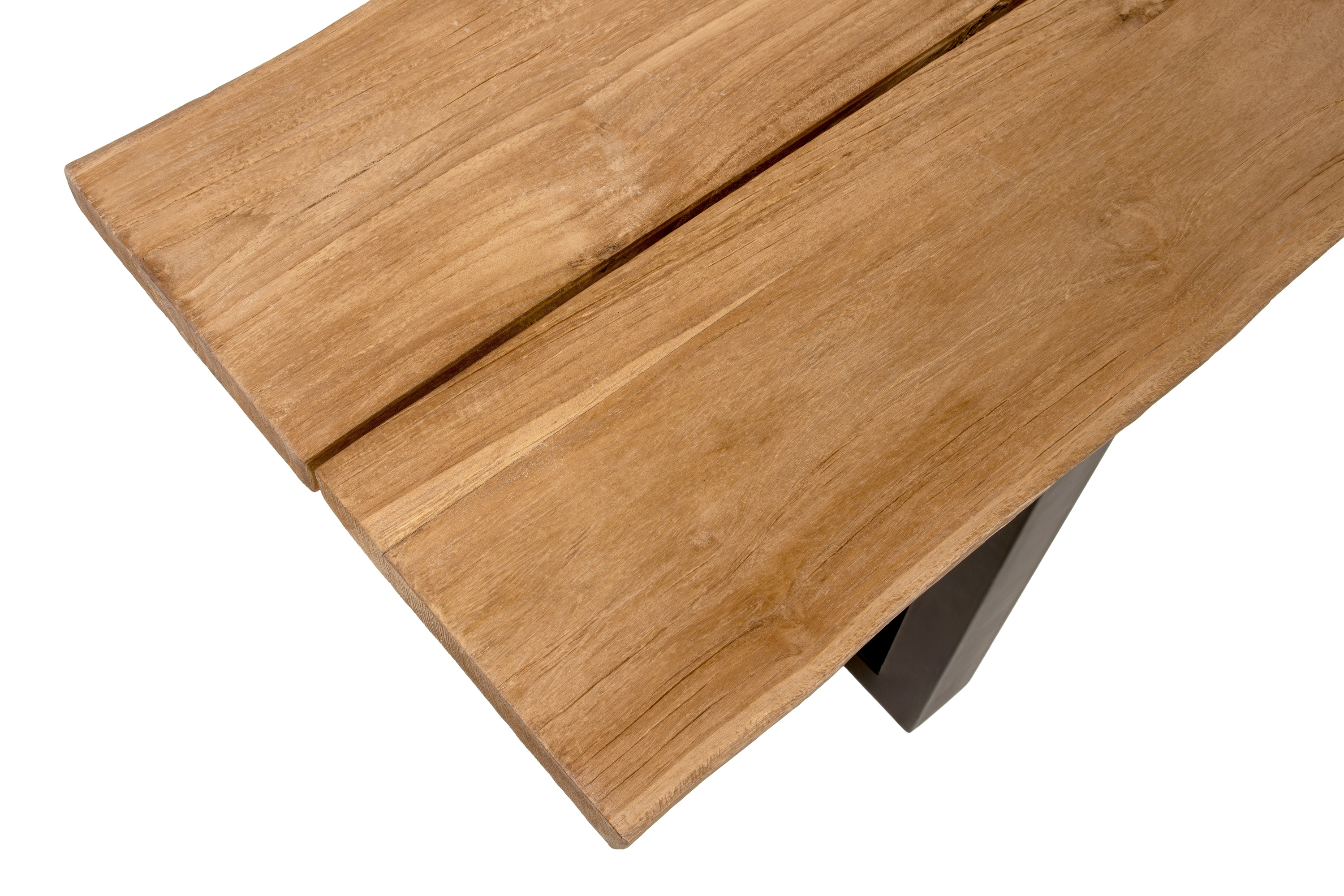 Gartenbank Outdoor Teakholz massiv 200 x 42 U-Gestell schwarz QUITO