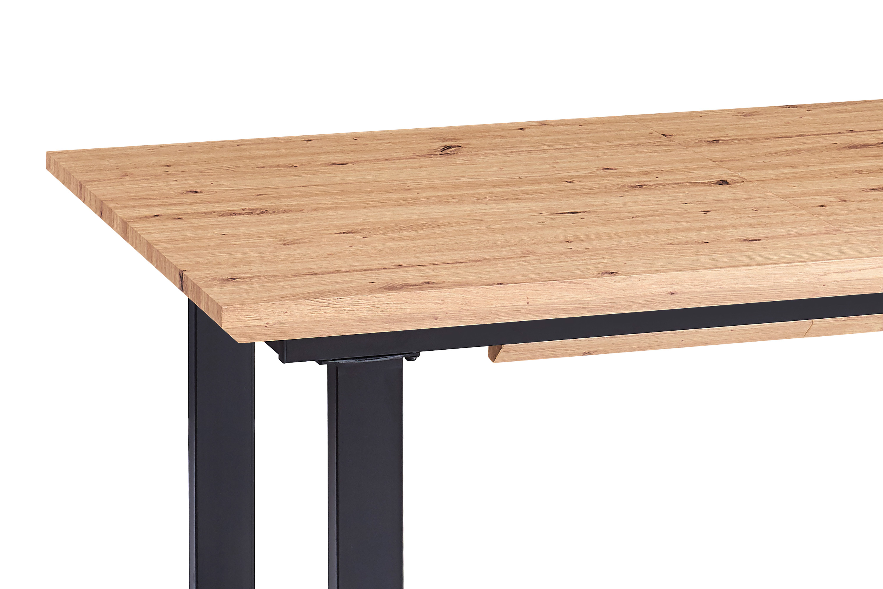 Esstisch Schweizer Kante eichenfarben 160(240) x 90 U-Gestell schwarz Bird