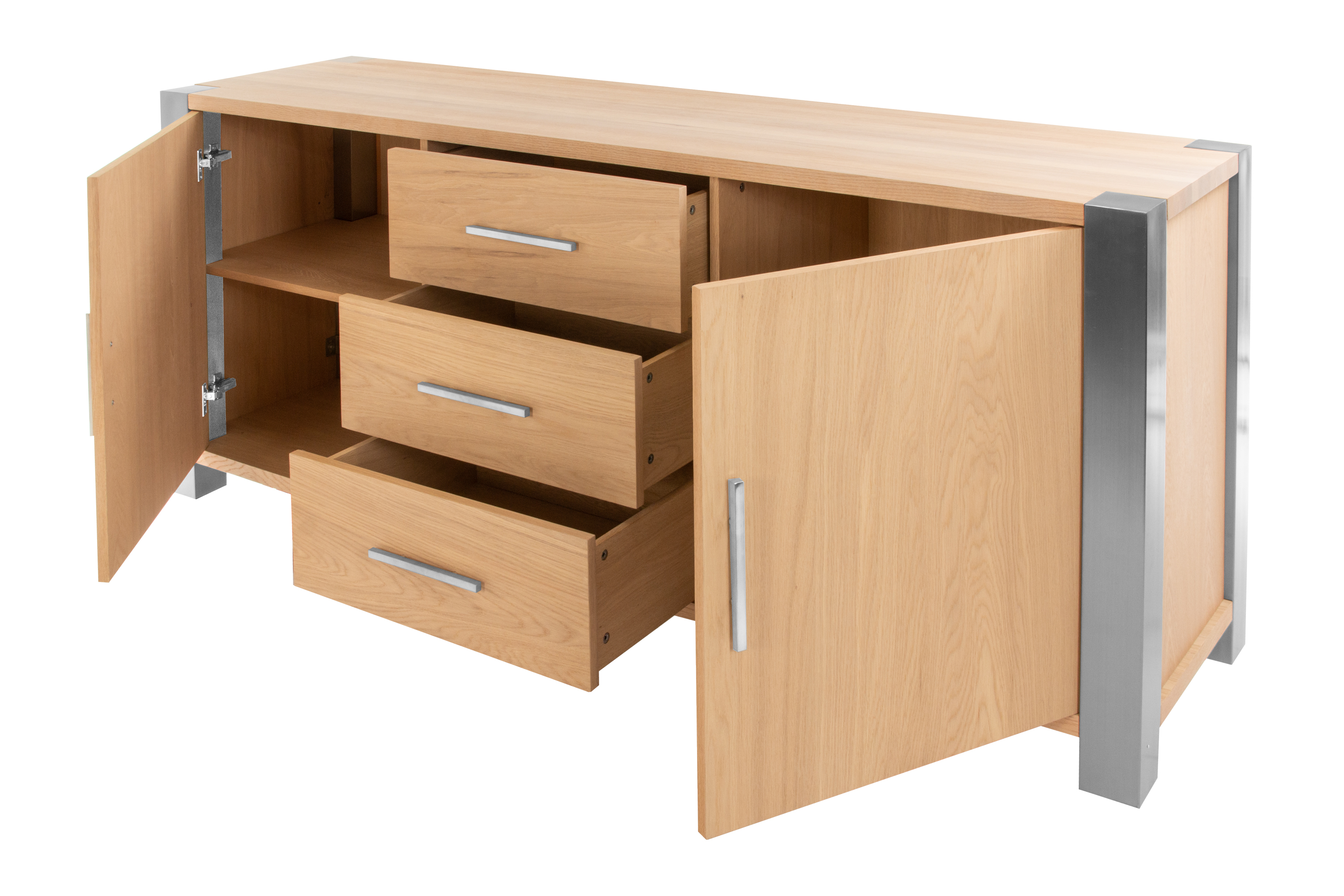 Sideboard Kommode 183 x 80 x 50 cm Eichenholz weiß lackiert OTTAWA