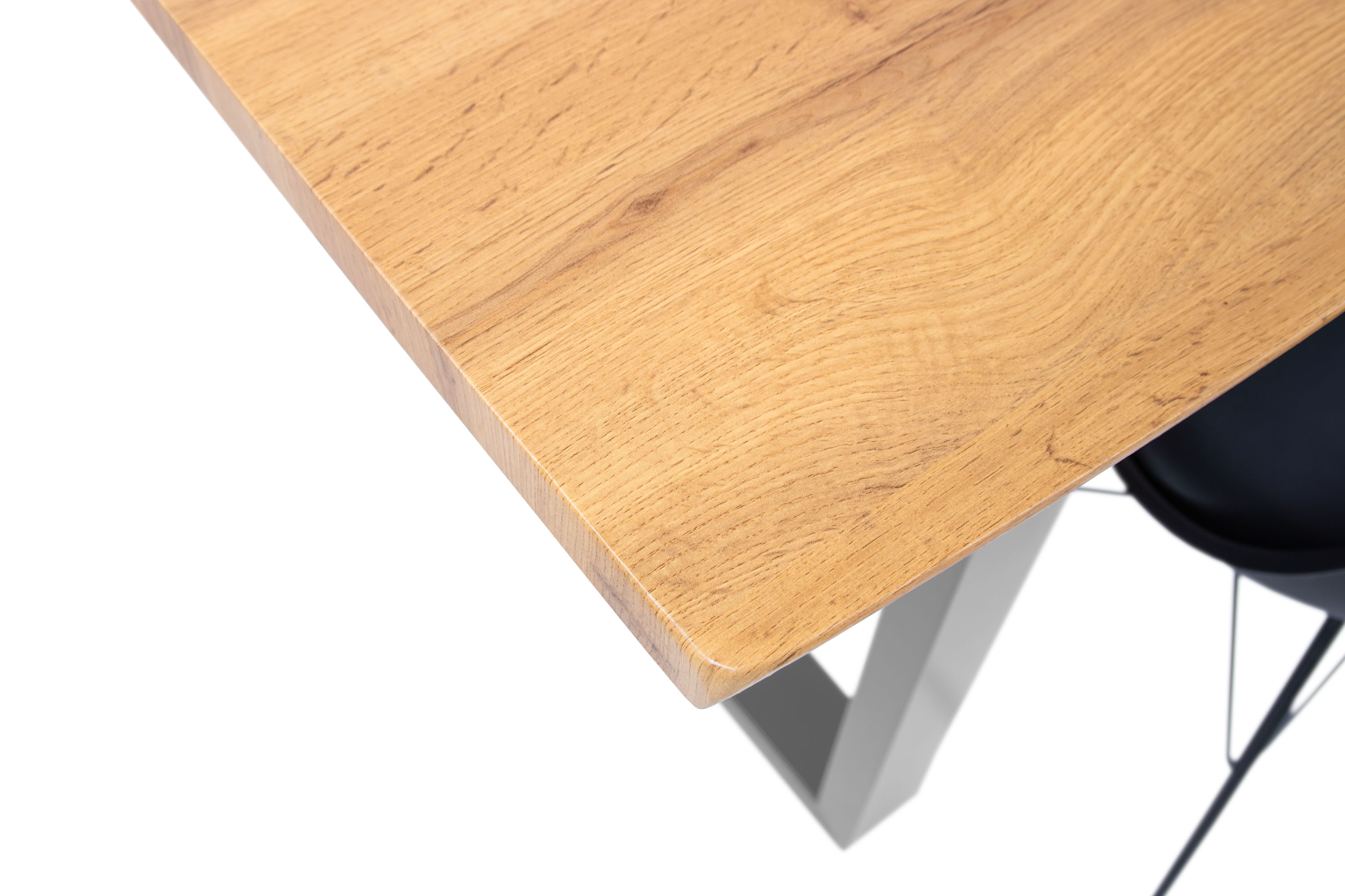 Esstisch Baumkante Holz-Optik Wildeiche 160 x 85 U-Gestell silber JOSY