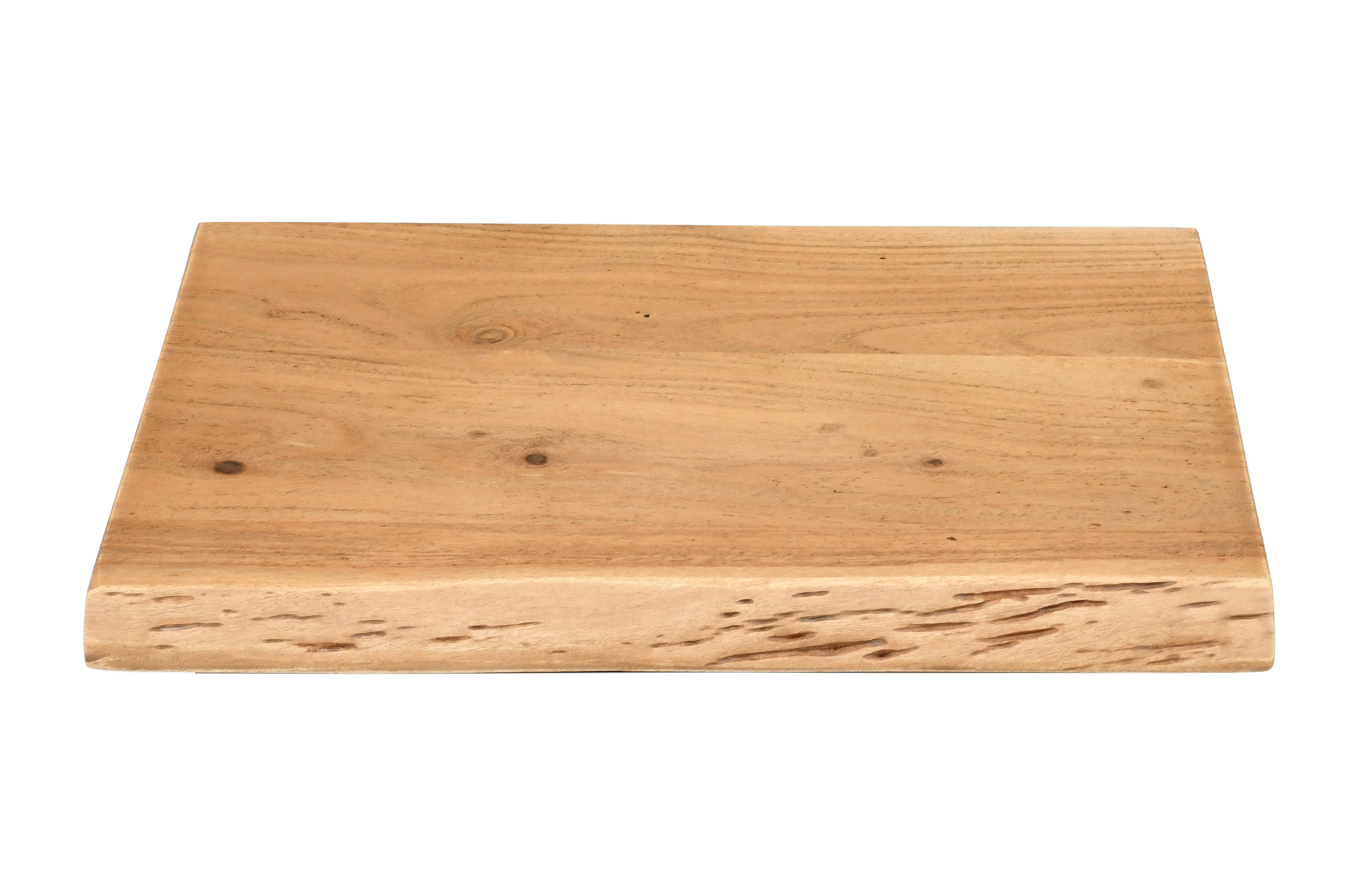 Holzplatte Arya mit echter Baumkante (einseitig), 40 x 30 cm, Akazienholz eichefarben, massiv & lackiert