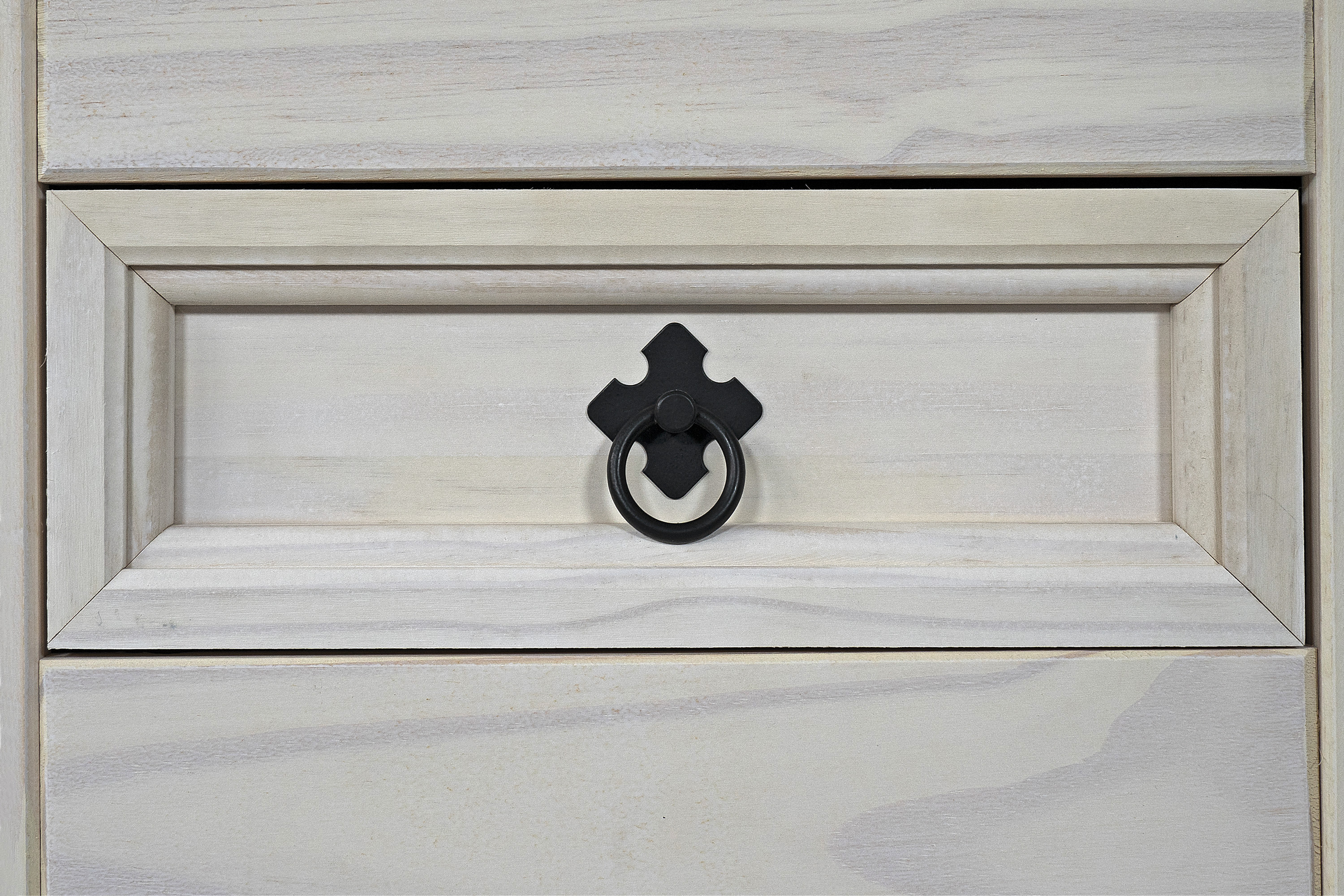 Sideboard Kommode 91,5 x 83,5 x 43 cm Pinienholz weiß honigfaben lasiert MEXICO