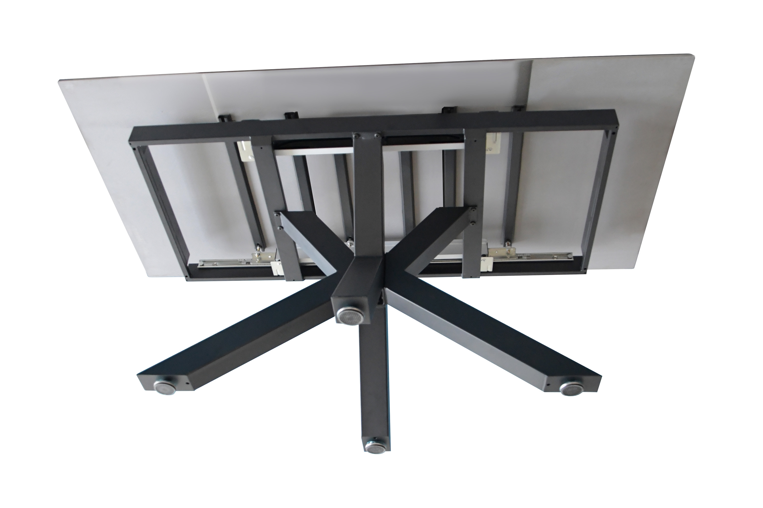 Esstisch Keramik hellgrau 180(260) x 90 ausziehbar Spider-Gestell schwarz MIMO