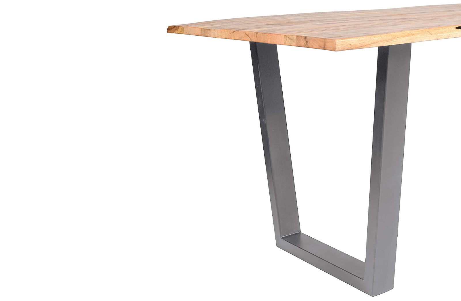 Essgruppe 140 cm Mango naturfarben V-Gestell silber mit 6 Stühlen DORA