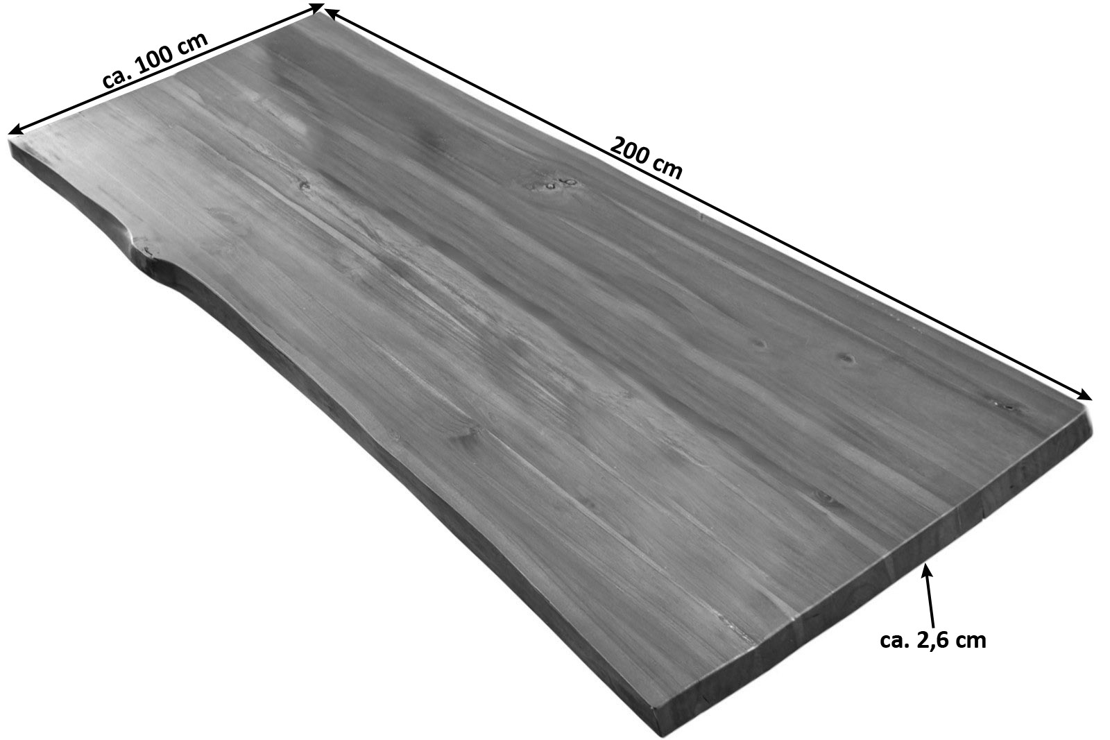  Tischplatte Baumkante Akazie cognac 200 x 100 cm Esra