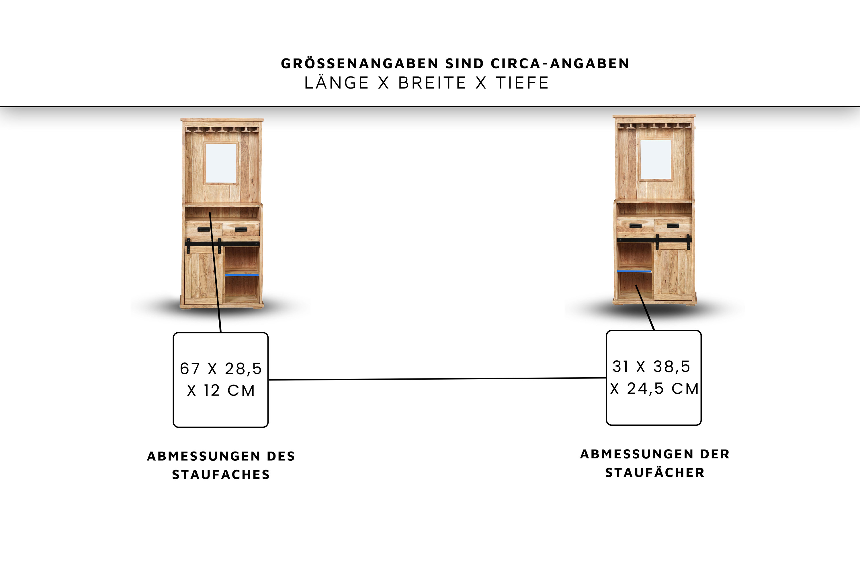 Weinschrank 75 x 35 x 170 cm Akazienholz massiv naturfarben ohne Baumkante LIAN 1