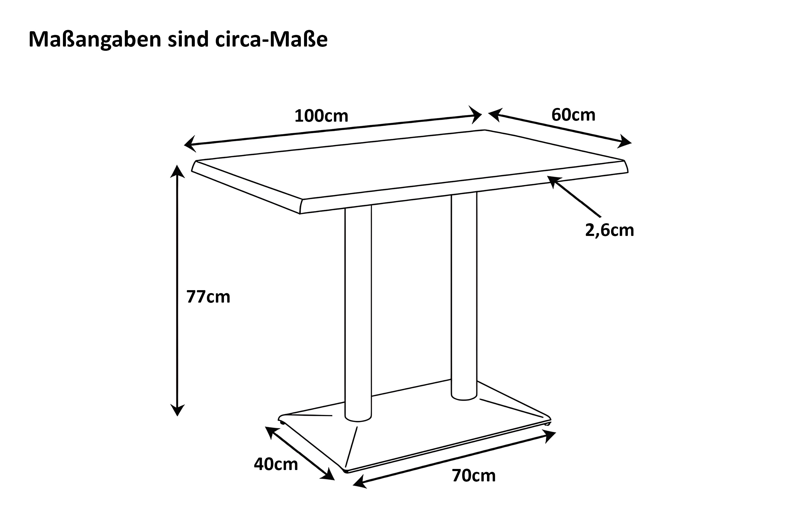 Bistrotisch Baumkante massiv 100 x 60 cm Akazie naturfarben Doppelsäulengestell schwarz ISLA