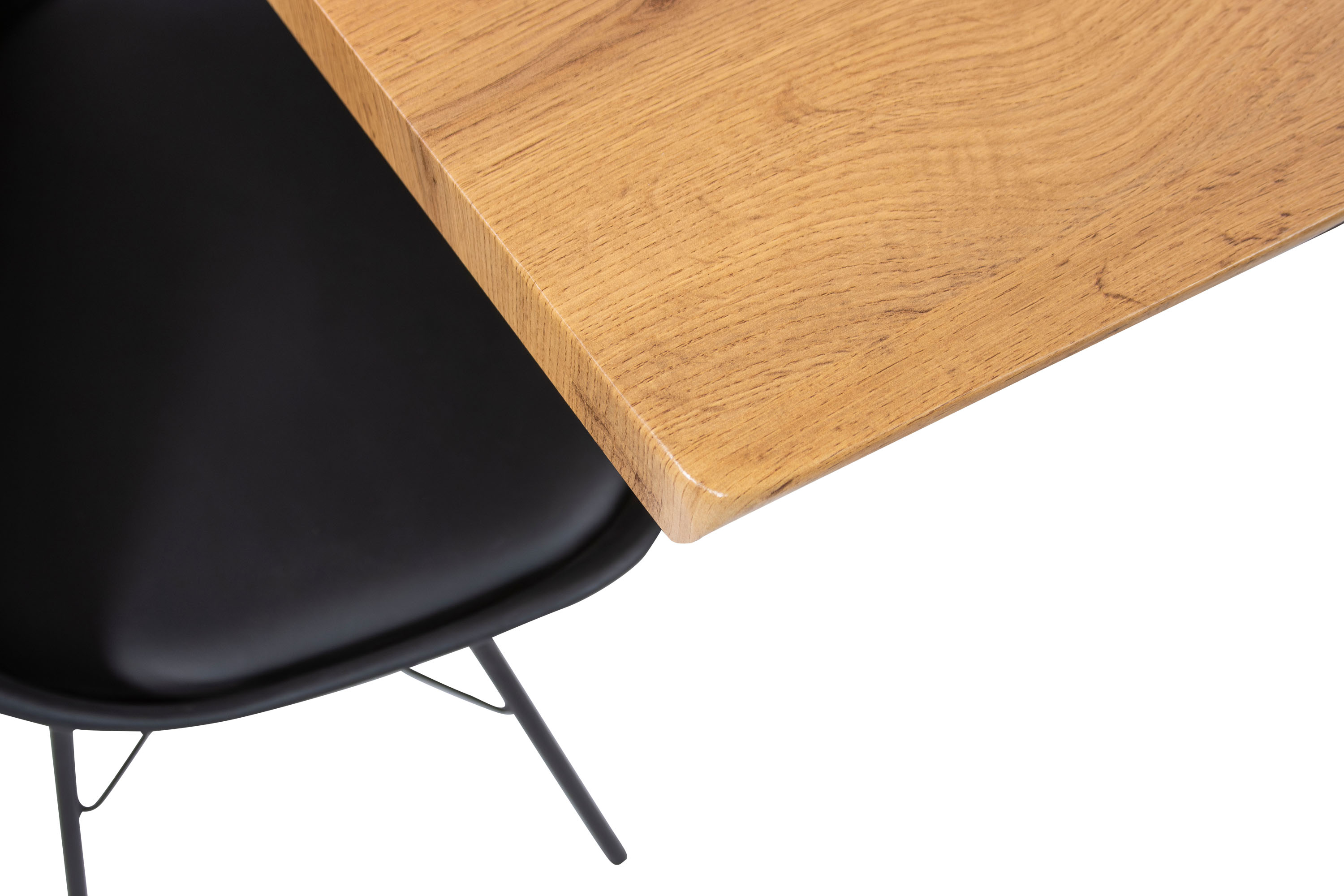 Esstisch Baumkante Holz-Optik Wildeiche 160 x 85 Spider-Gestell weiß JOSY