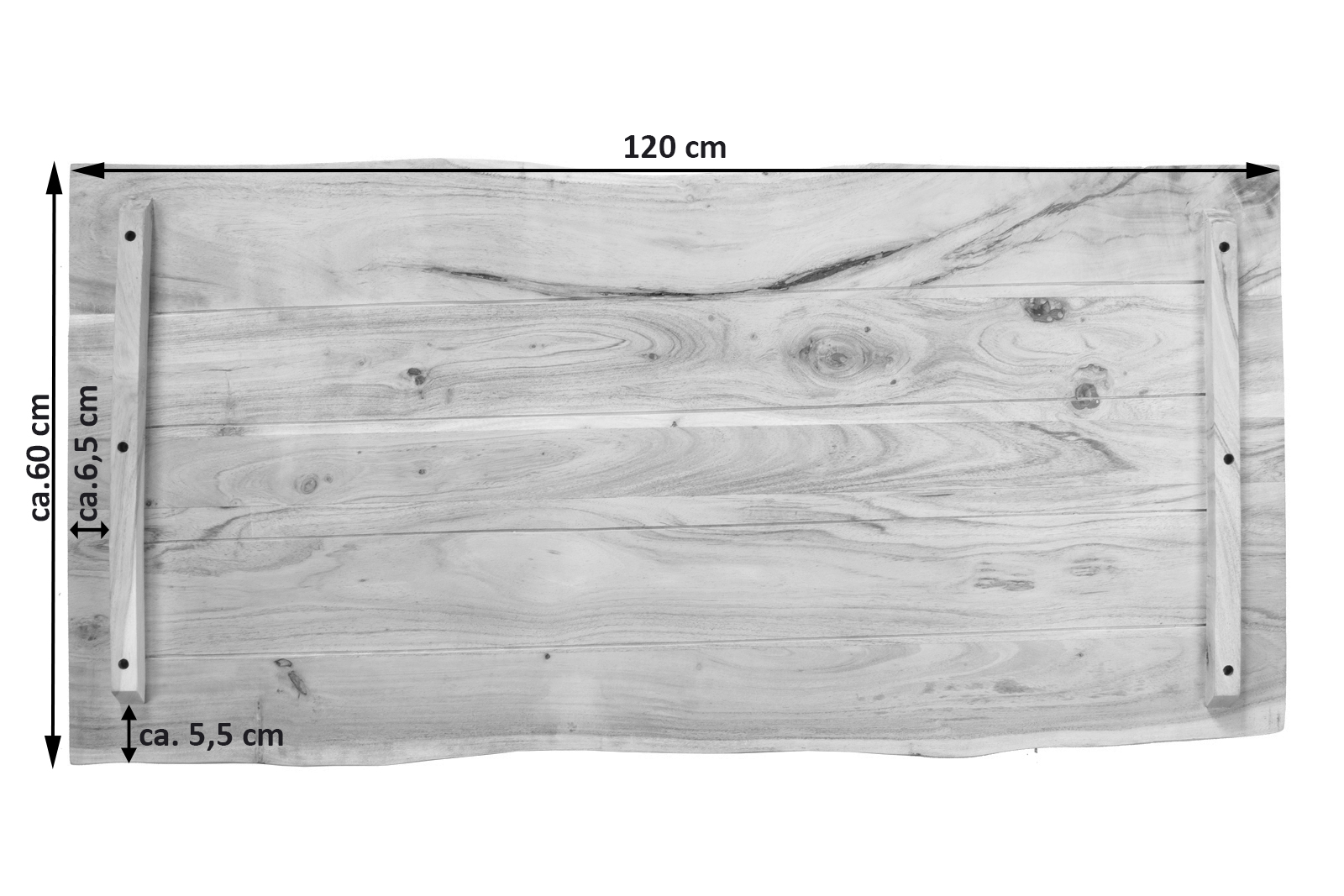  Tischplatte Baumkante Akazie Natur 120 x 60 cm CURT