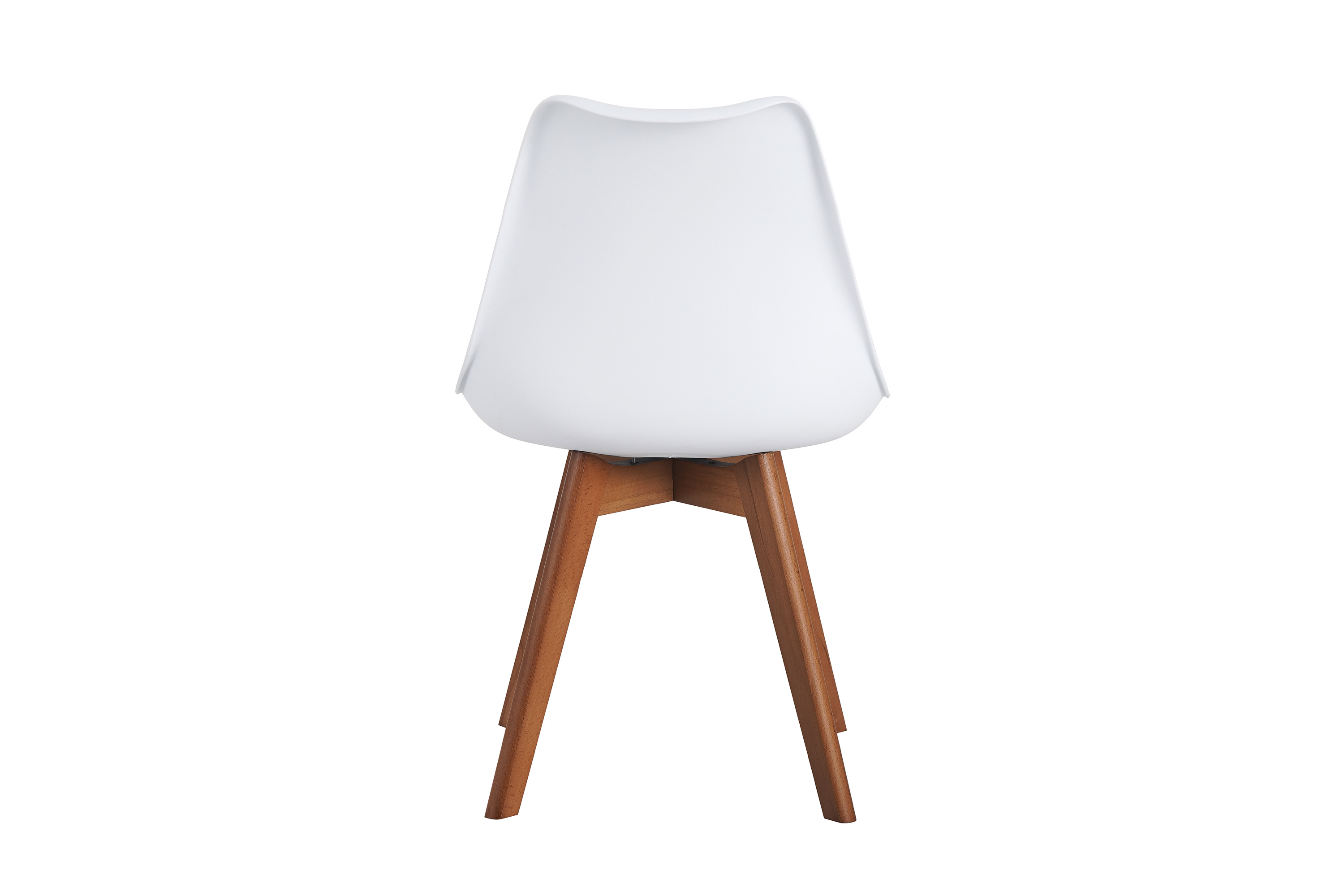 Esszimmer Schalenstuhl & Polster Kunstleder weiß Stuhlbein Massivholz nussbaumfarben LOVELACE