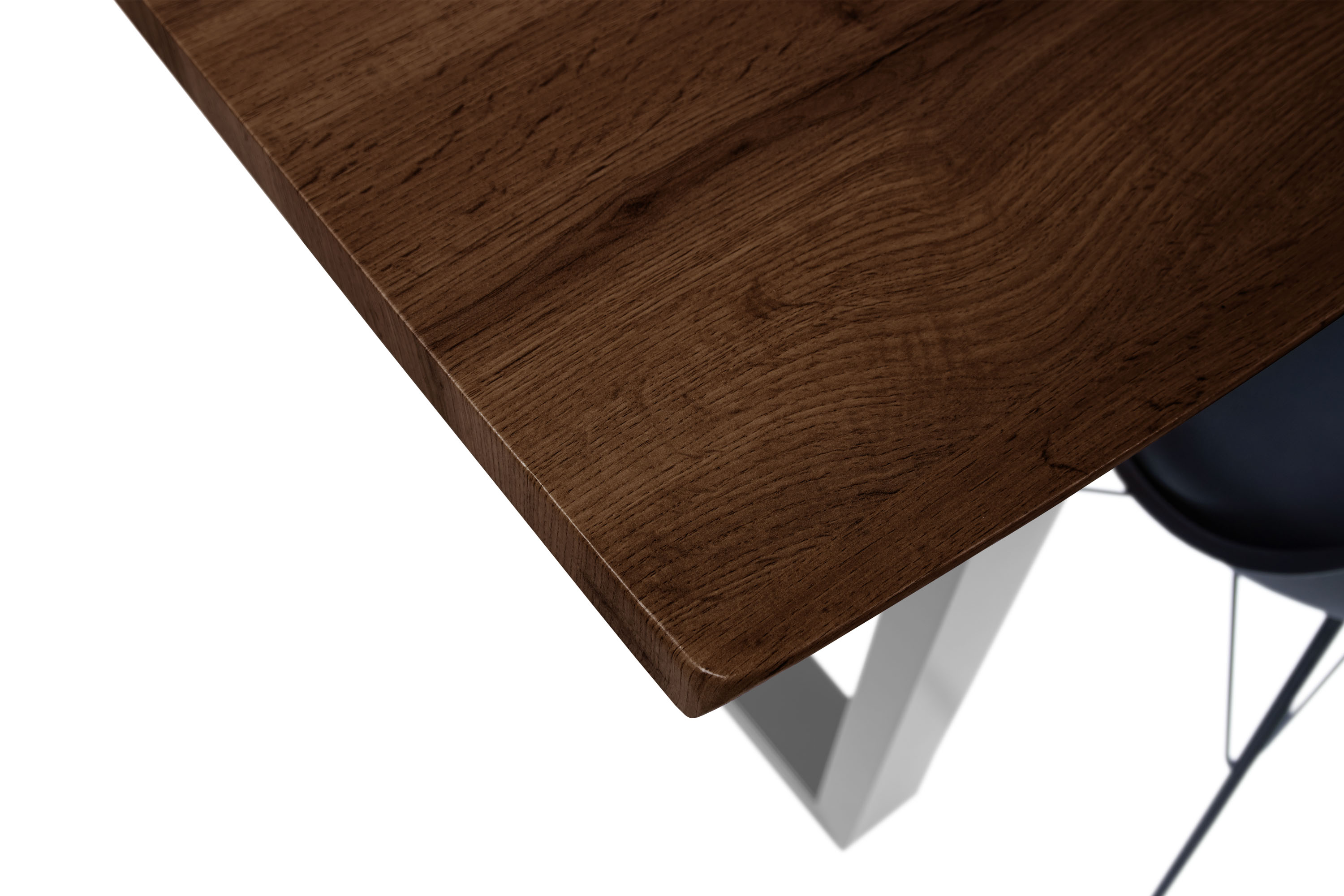 Esstisch Baumkante Holz-Optik Nussbaum 160 x 85 U-Gestell silber JOSY