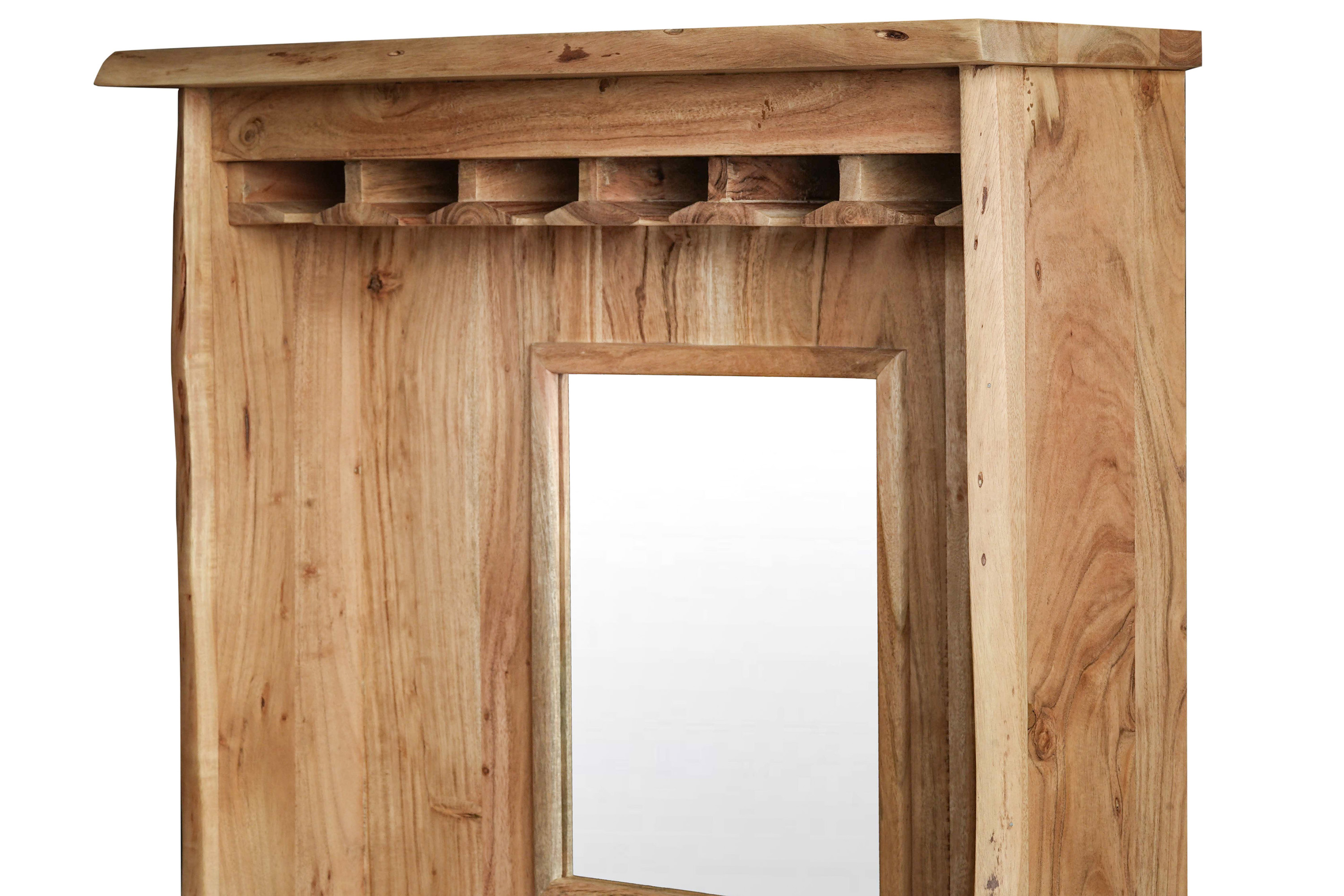 Weinschrank Baumkante 75 x 35 x 170 cm Akazienholz massiv naturfarben LIAN I