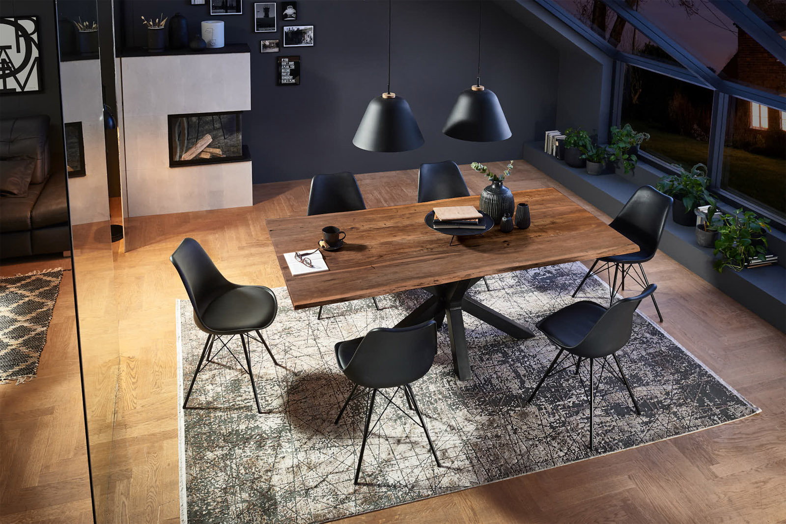 Esstisch Baumkante massiv Akazie nussbaum 120 x 80 schwarz FELINA Esstisch Baumkante massiv Akazie nussbaum 120 x 80 schwarz FELINA