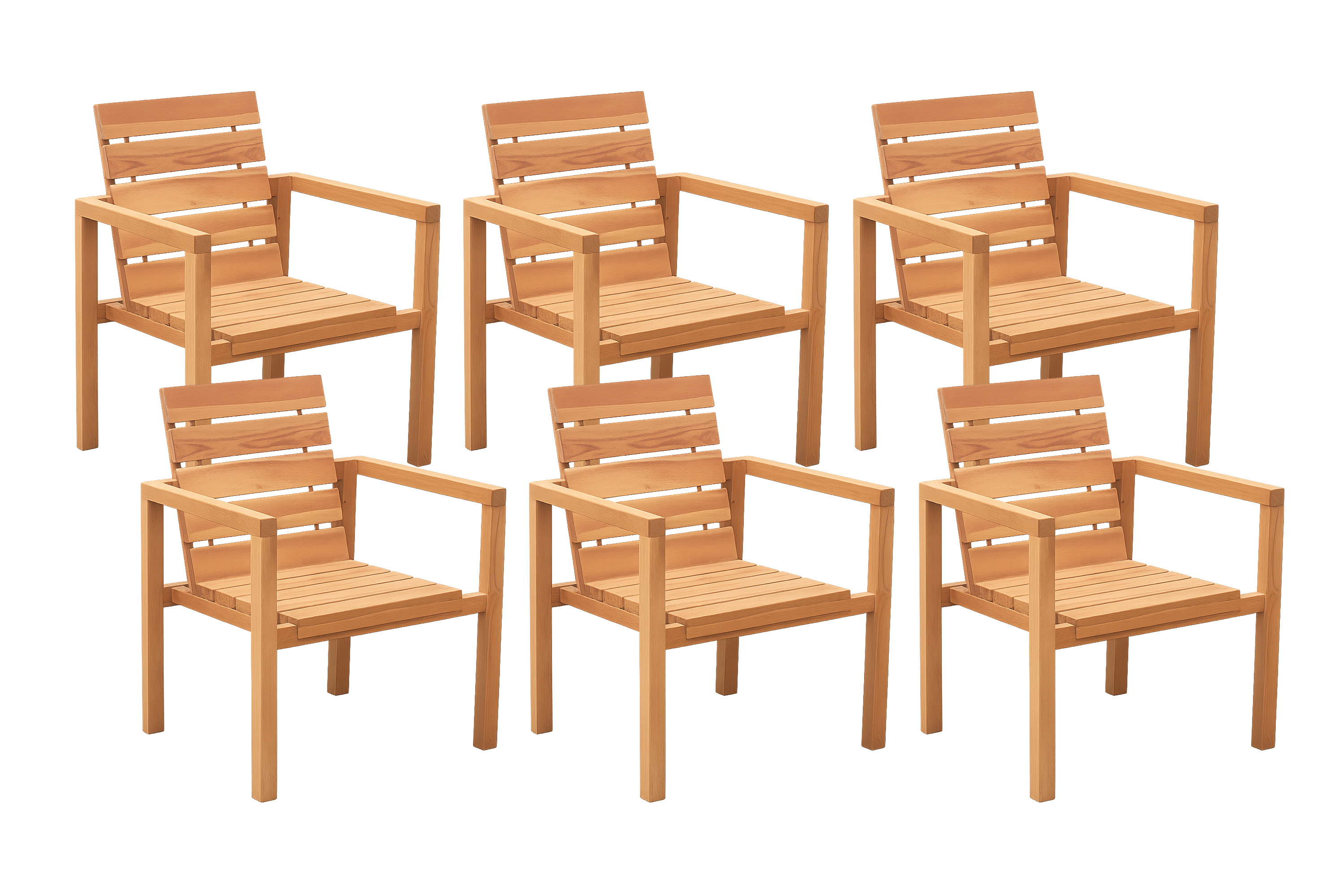 Teak Gartensessel mit Armlehnen FREETOWN (6er Set)