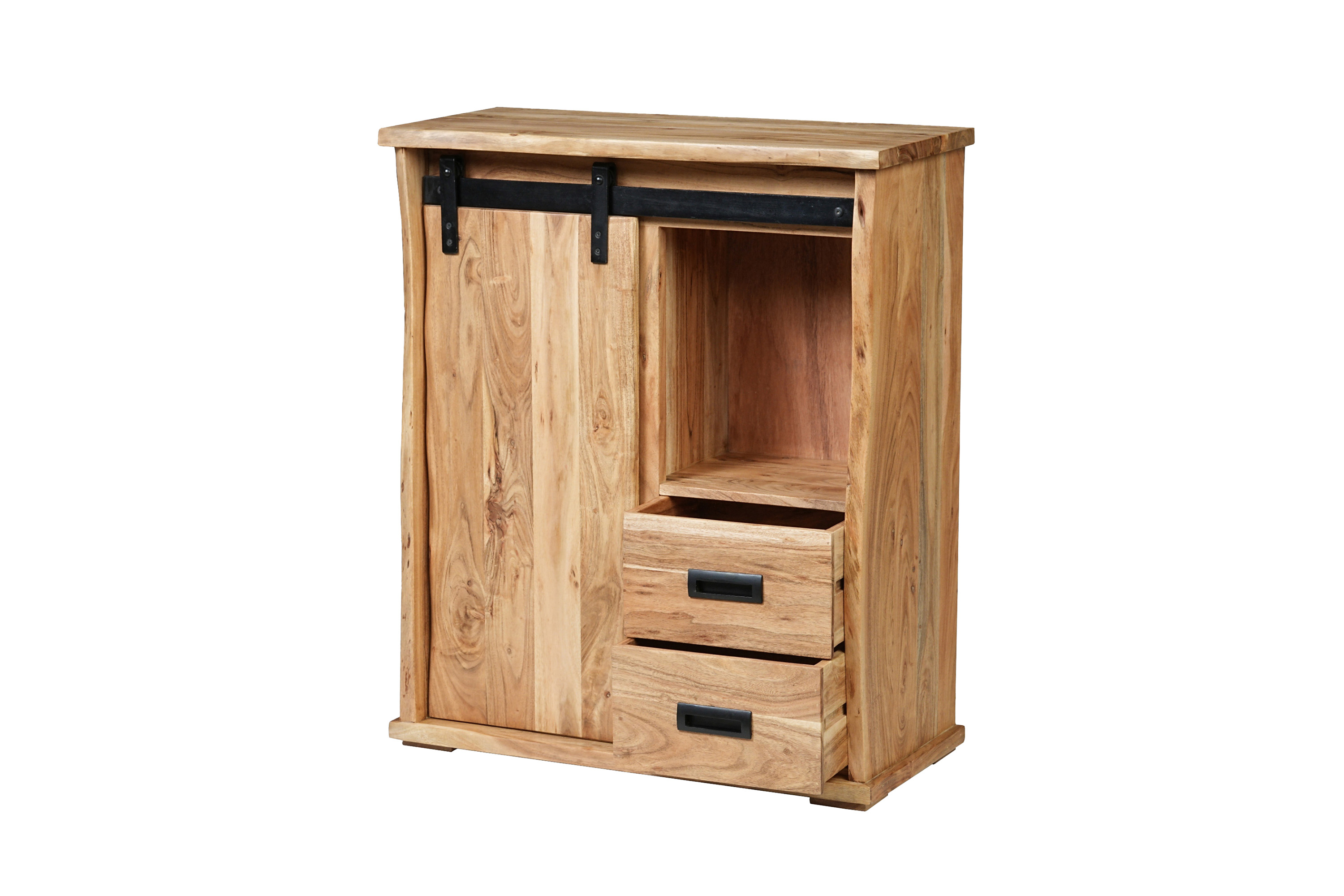 Sideboard Baumkante 75 x 36 x 90 cm Akazienholz massiv naturfarben LIAN III