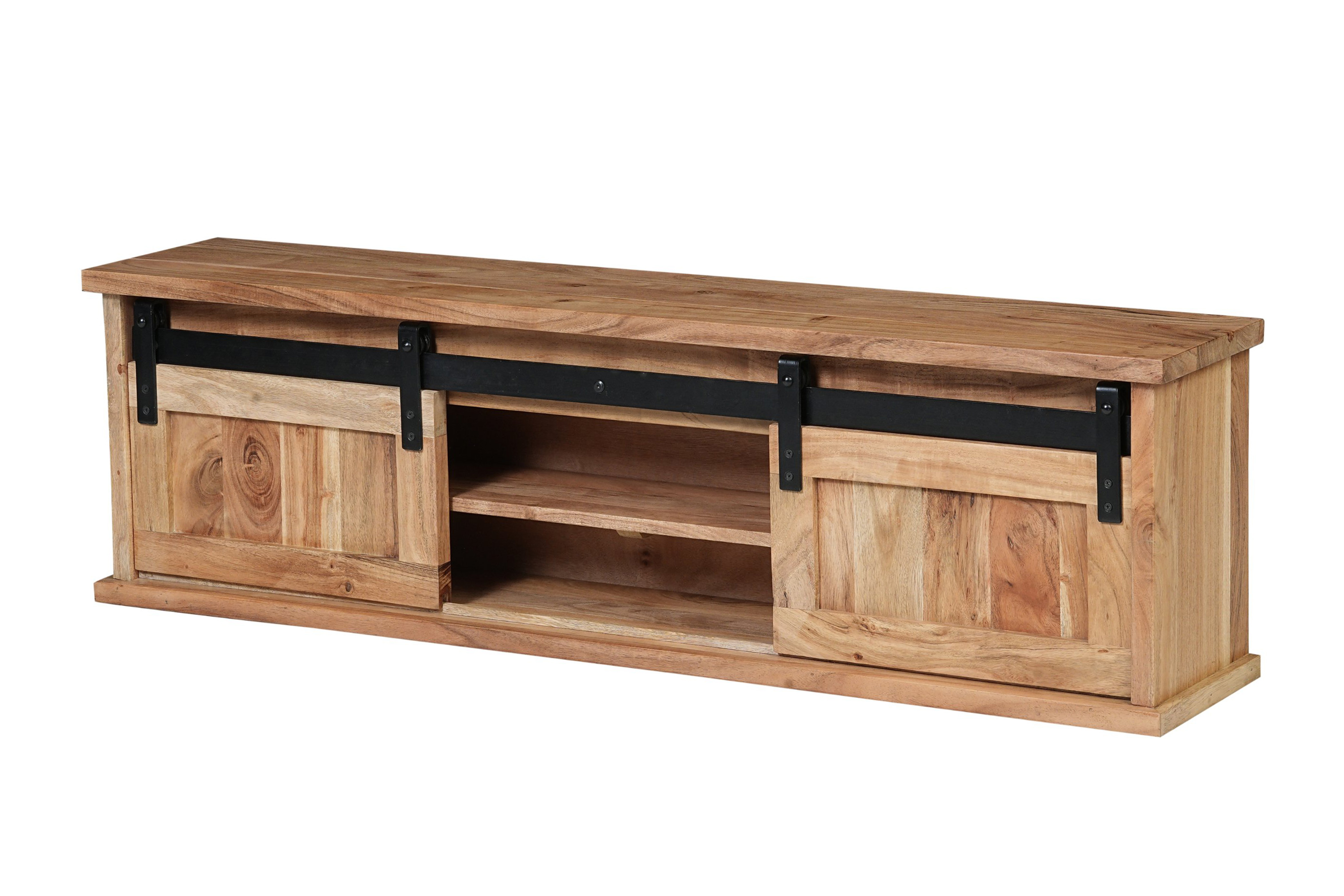 Regal Wandboard 130 x 25 x 37 cm Akazienholz massiv naturfarben ohne Baumkante LIAN 1