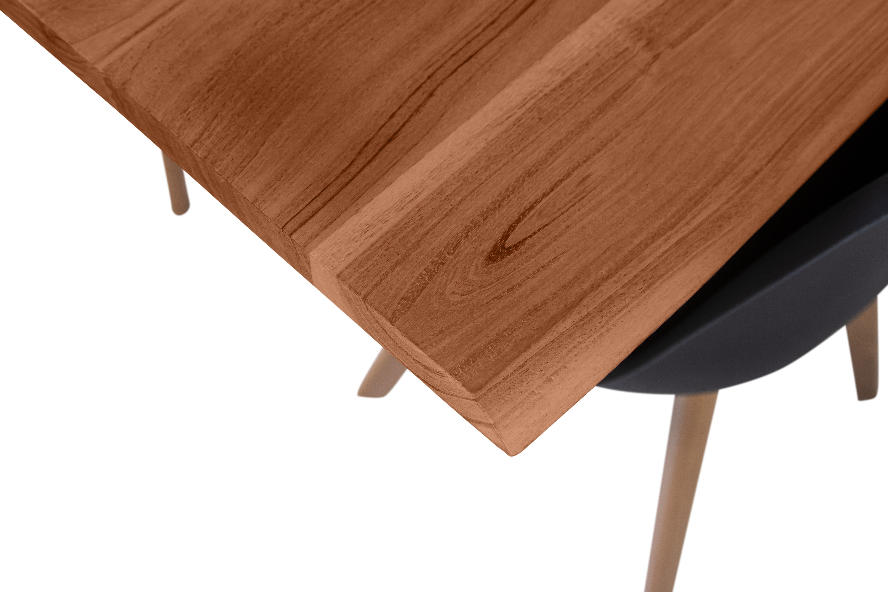 Esstisch Baumkante Akazie nuss 220(320)x100 Ansteckplatten U-Gestell silber AVINO
