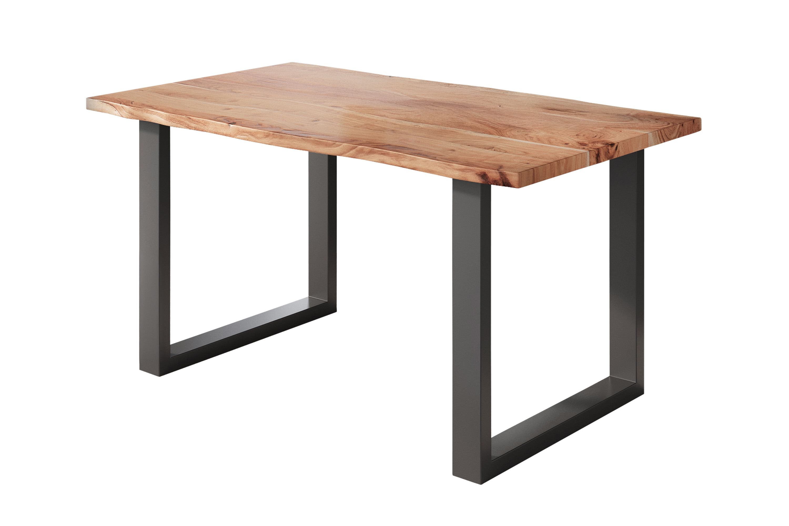 Esstisch Baumkante massiv Akazie natur 120 x 80 U-Gestell schwarz NICK