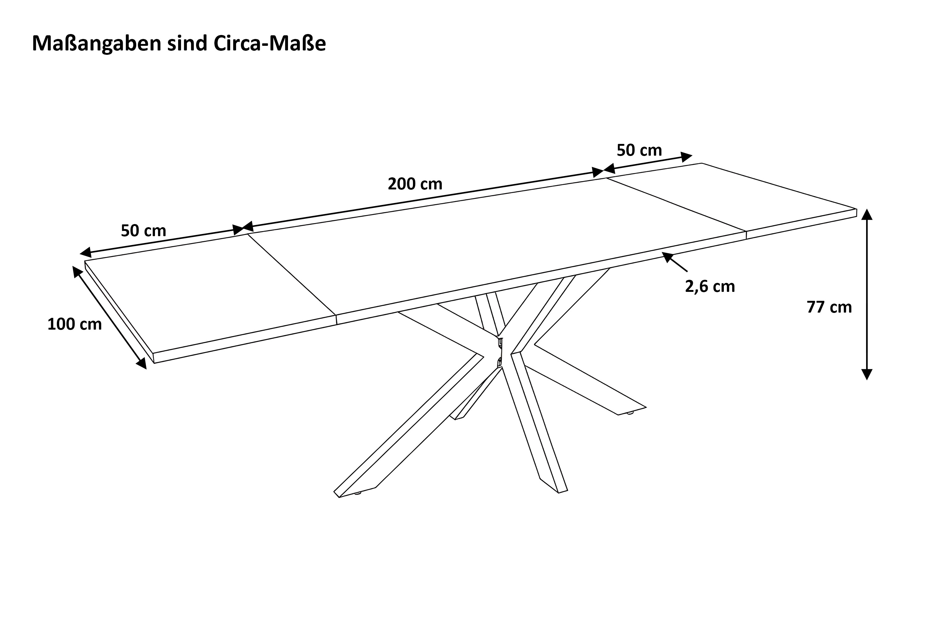 Esstisch Baumkante Akazie nuss 200(300)x100 Ansteckplatten Spider-Gestell weiß AVINO