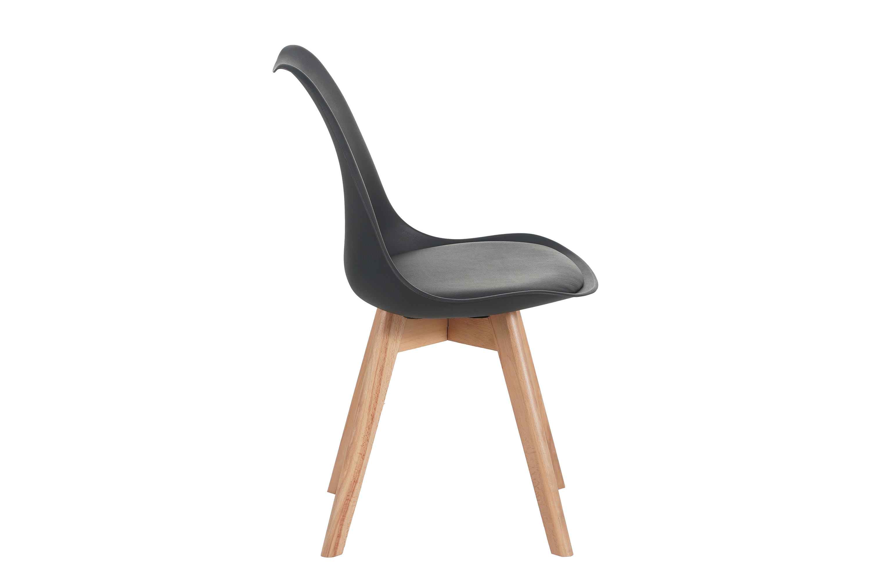 Esszimmer Schalenstuhl & Polster Kunstleder schwarz Stuhlbein Massivholz buchefarben LOVELACE
