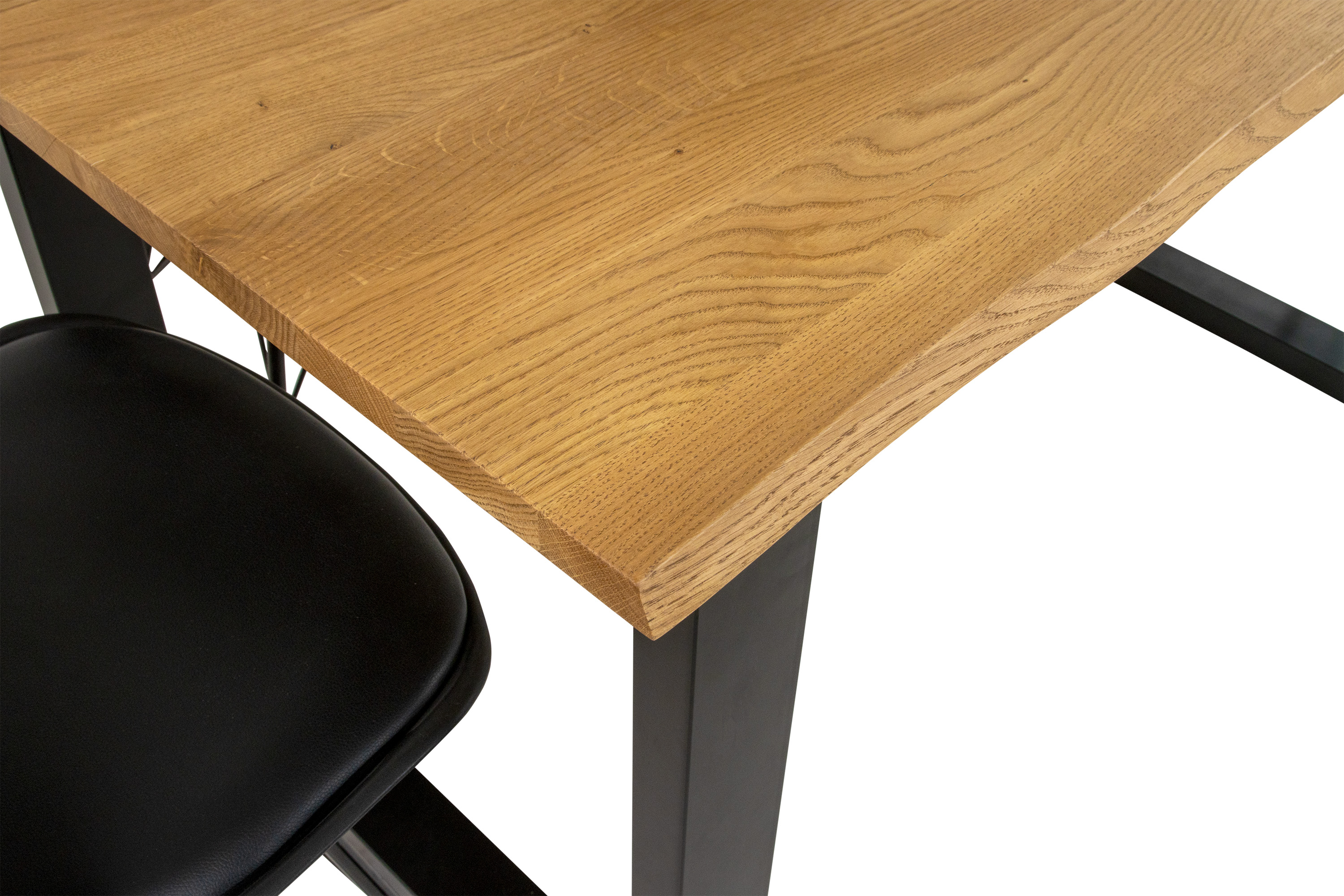Esstisch Baumkante massiv Eiche geölt 160 x 85 cm U-Gestell schwarz SALVADOR