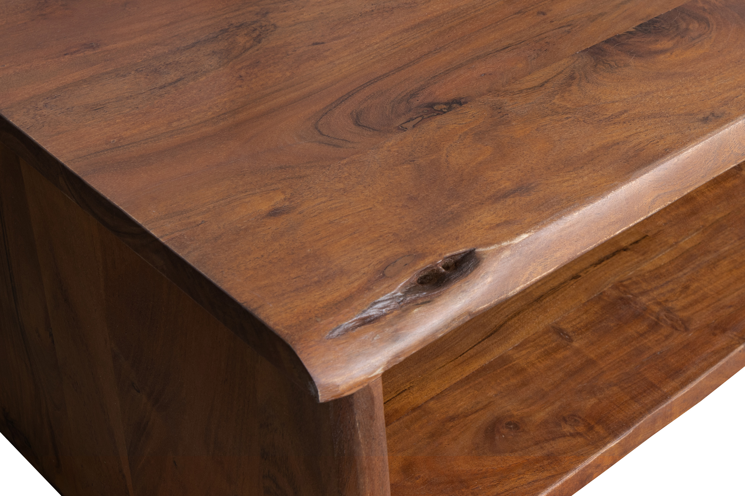 Couchtisch mit Ablage Akazie massiv 120 x 60 x 40 cm nussbaumfarben DAHLIA