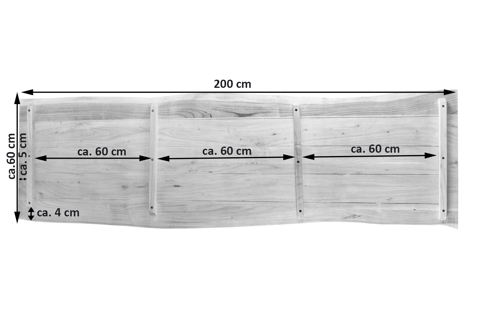  Tischplatte Baumkante Akazie Natur 200 x 60 cm CURT