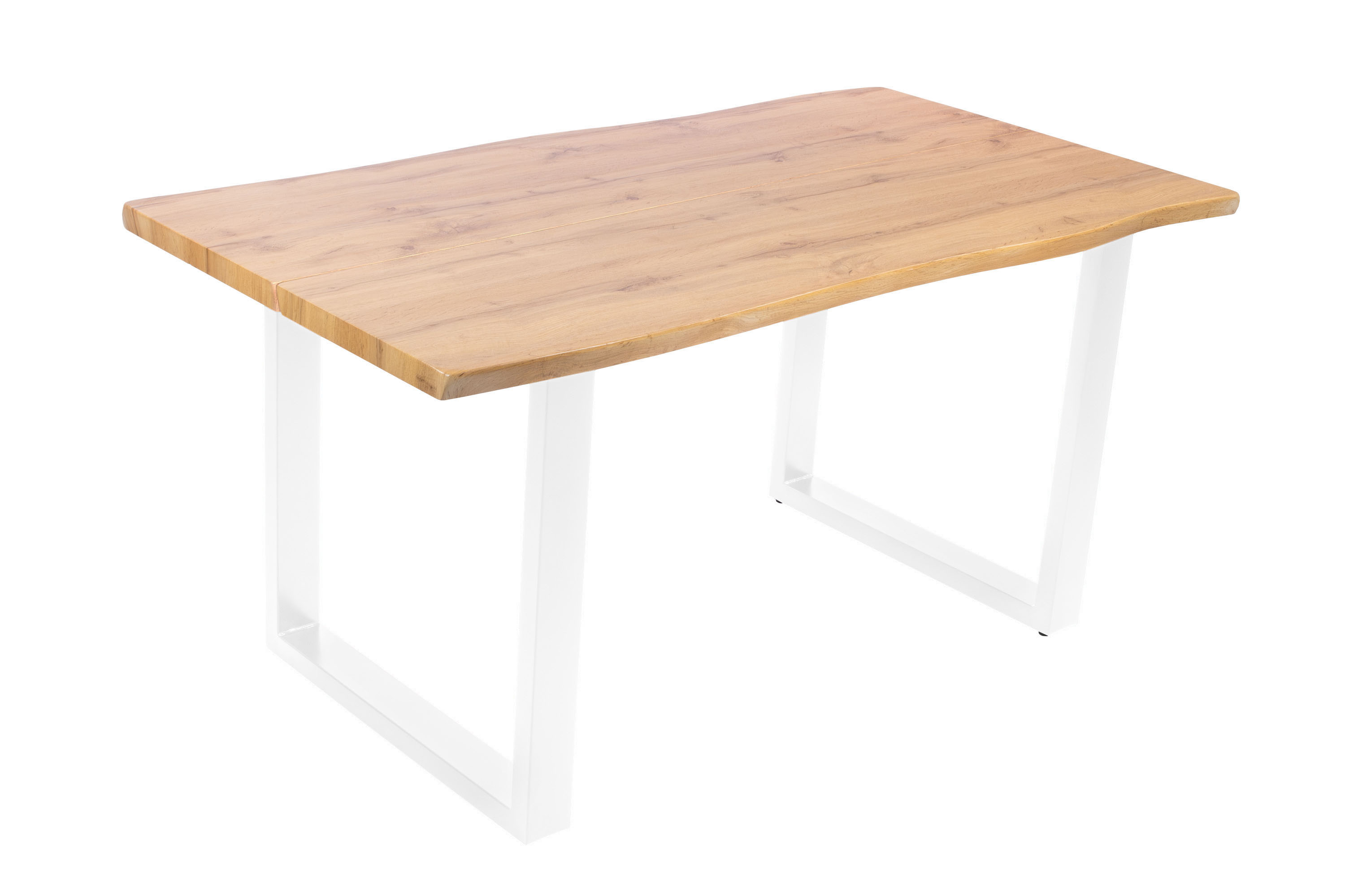 Esstisch Baumkante Holz-Optik Wildeiche 160 x 85 U-Gestell weiß DUA